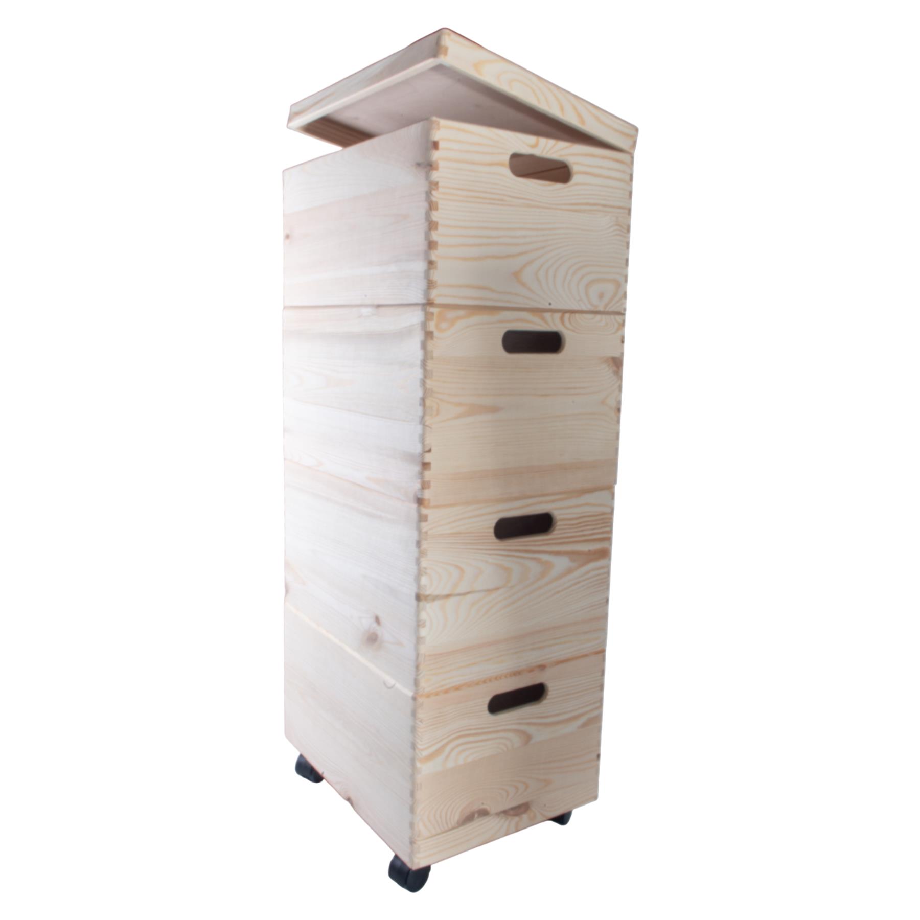 Grandes cajas de madera apilables con asas de tapa ruedas - Imagen 45 de 68