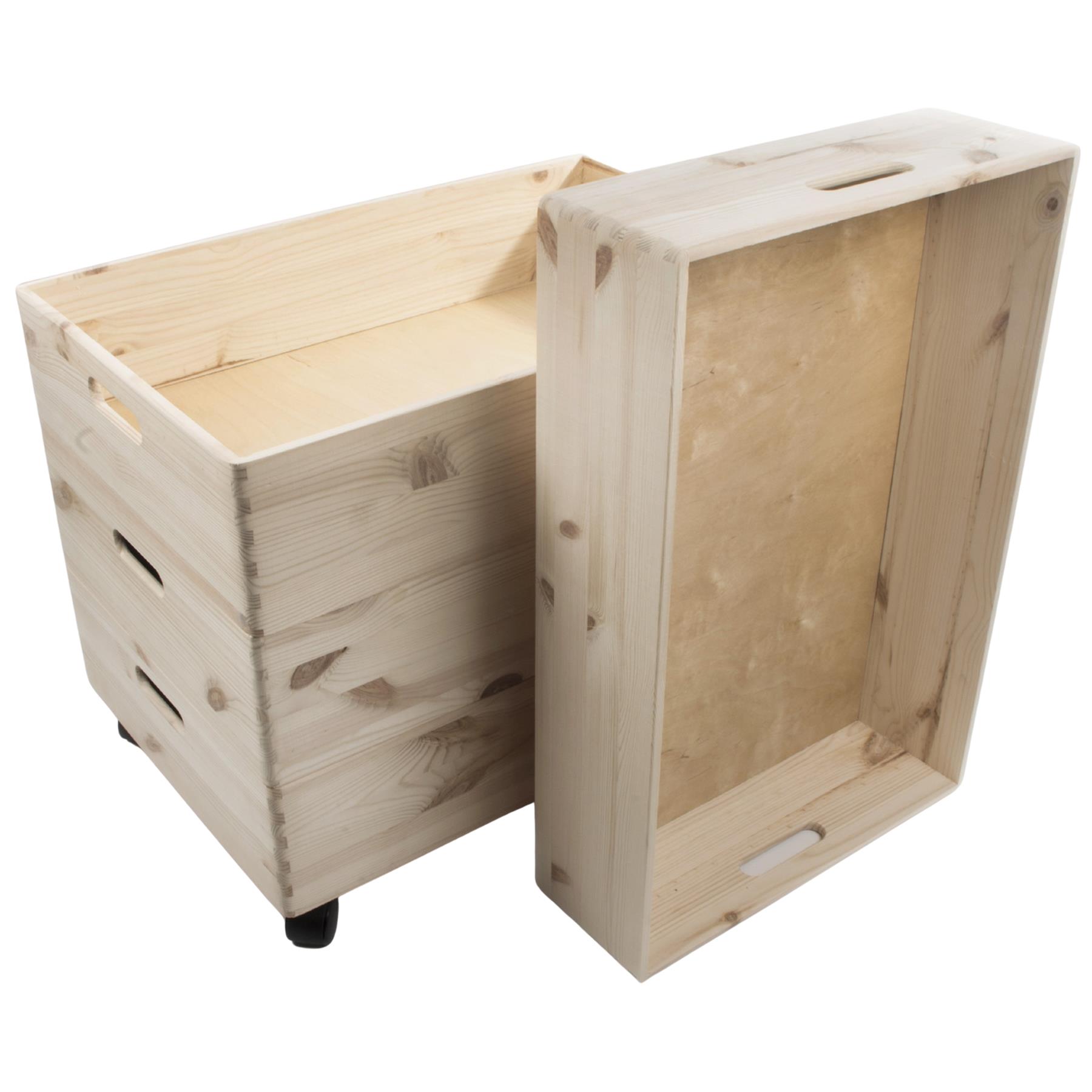 Choice of Plain Stacking Extra Large Shallow Wooden Open Crates Boxes on Wheels - Picture 37 of 45