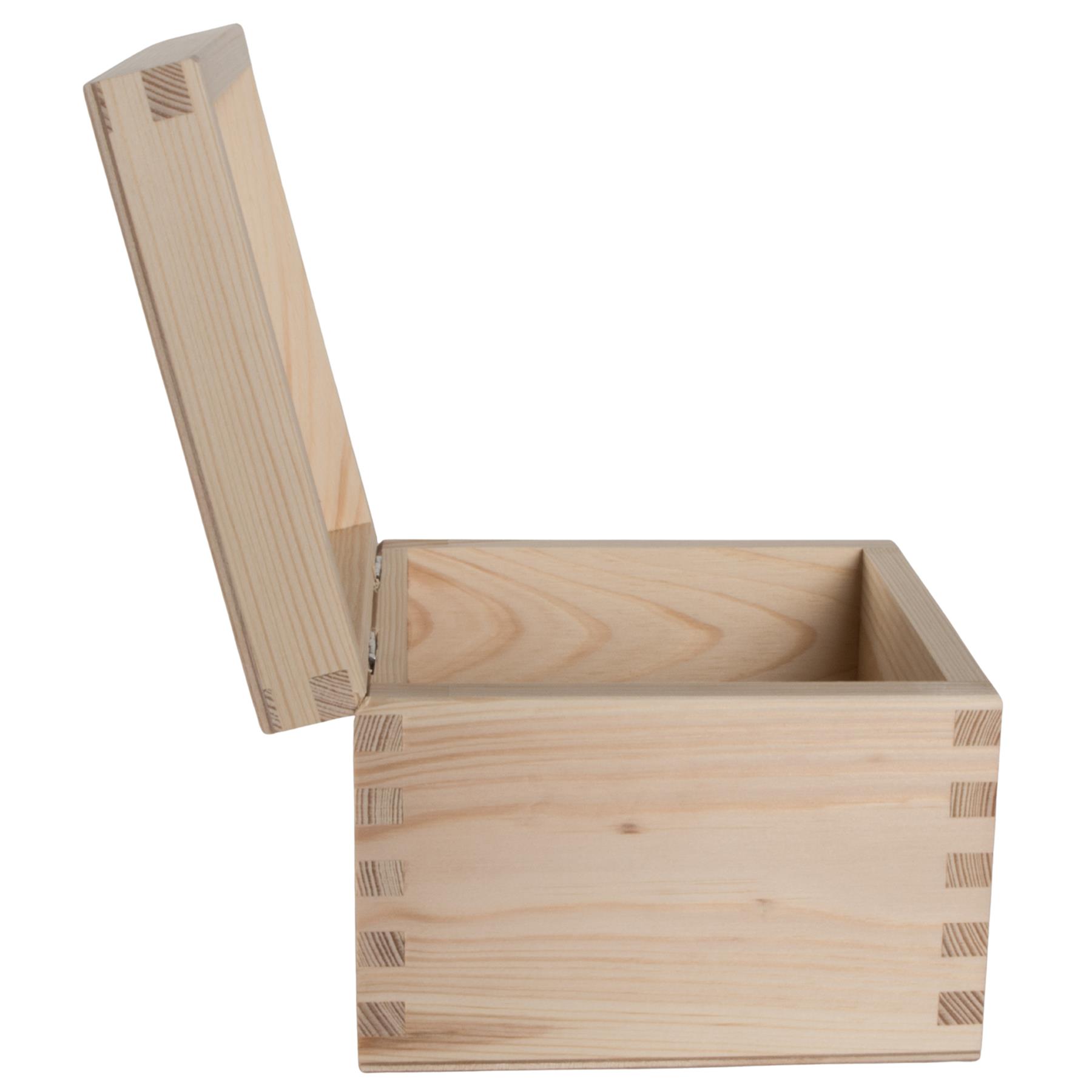 Square Wooden Lid Boxes | Plain Pine for Craft | Keepsake Trinket Memory Storage - Picture 53 of 238