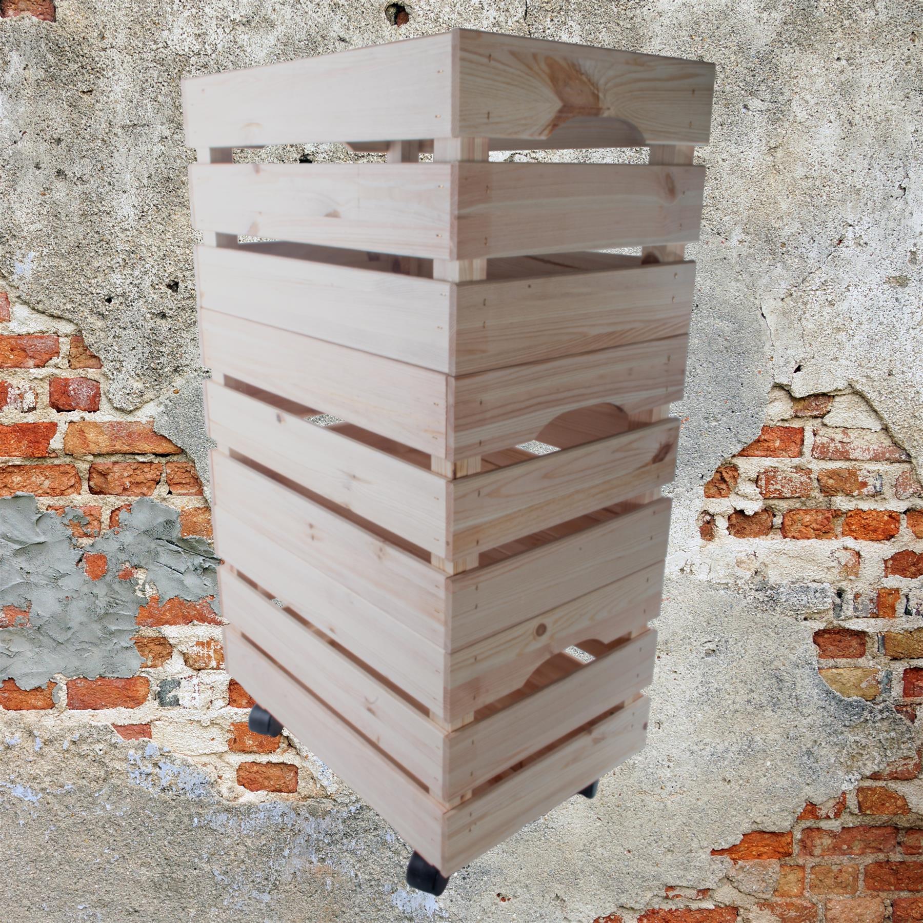 Large Wooden Crate With Wheels |1-4 Tier| Plain Pine Saving Space Storage Box - Picture 45 of 60