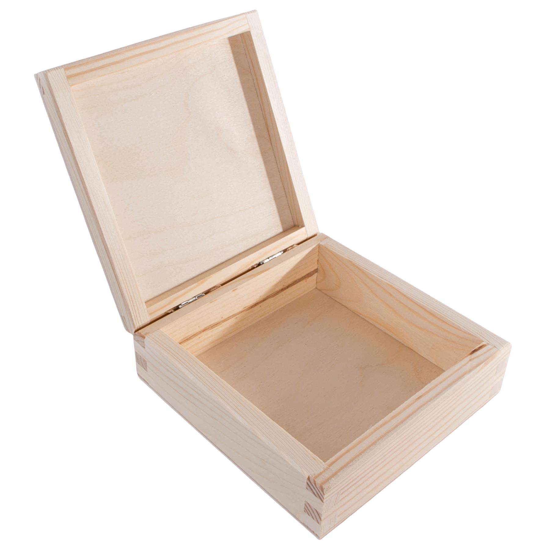 Square Wooden Lid Boxes | Plain Pine for Craft | Keepsake Trinket Memory Storage - Picture 77 of 238