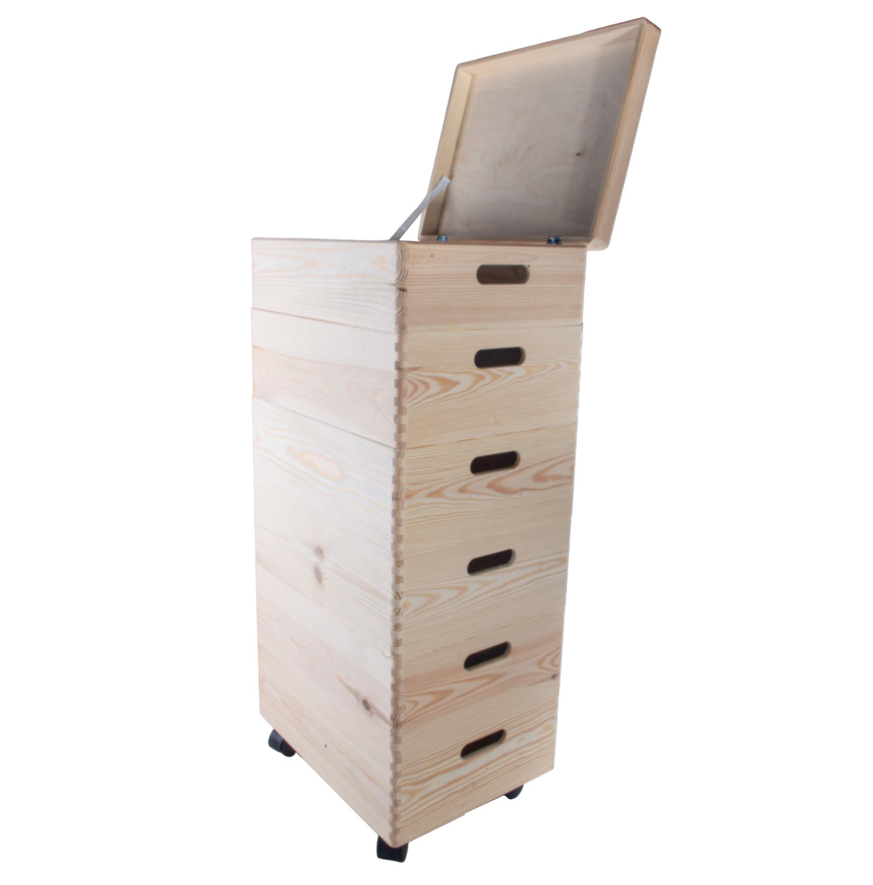 2-6 Stufen Kiefer stapelbar Holz Aufbewahrungsboxen Deckel Räder | Einfach Unlackiert Zum Selbermachen - Bild 36 von 41