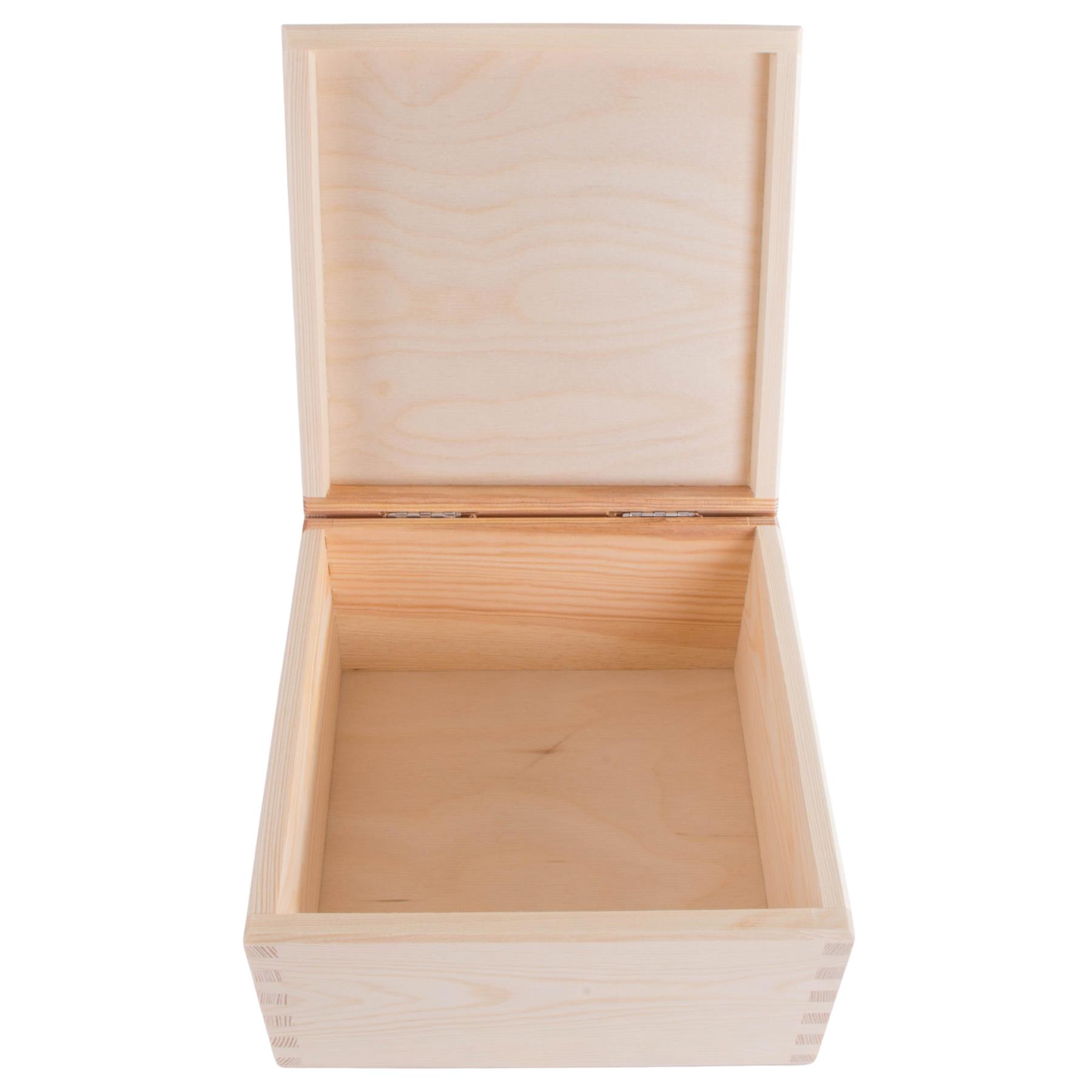Square Wooden Lid Boxes | Plain Pine for Craft | Keepsake Trinket Memory Storage - Picture 163 of 238
