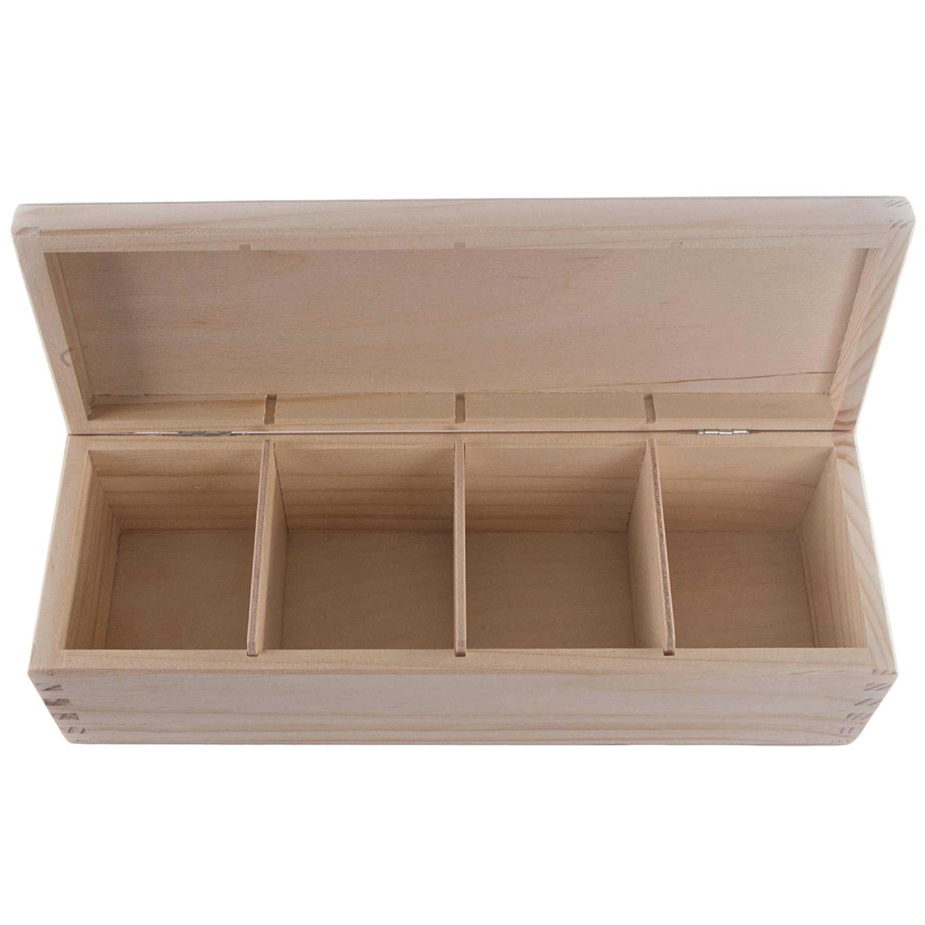 Holz Länglich Tee Box Ordnung Aufbewahrung Organizer Einfach Halter Etui 2-4 Fächer - Bild 47 von 48