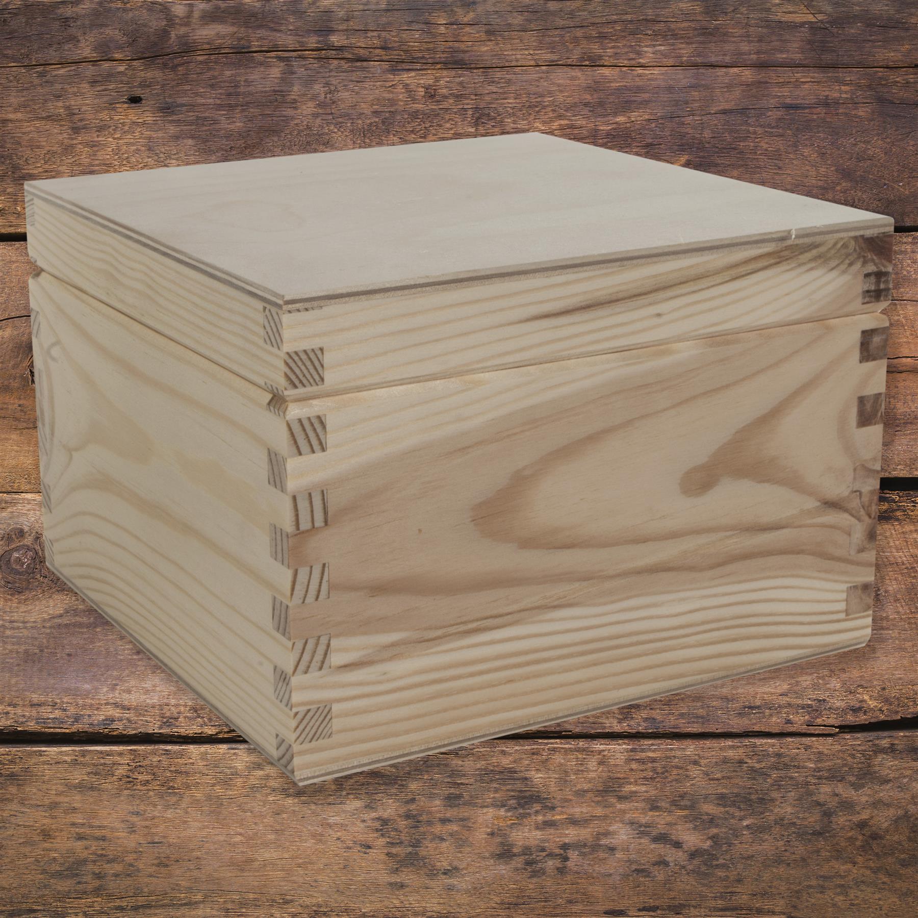 Square Wooden Lid Boxes | Plain Pine for Craft | Keepsake Trinket Memory Storage - Picture 120 of 238