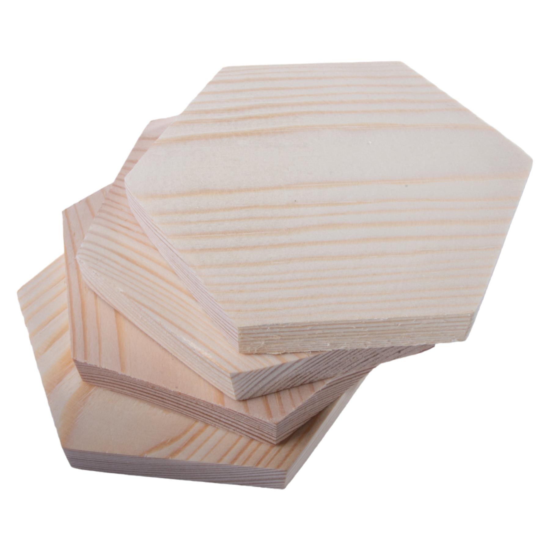 Unfinished Pine Wood Craft Shapes |Wooden Pieces Circle Square Hexagon DIY Discs - Picture 12 of 43