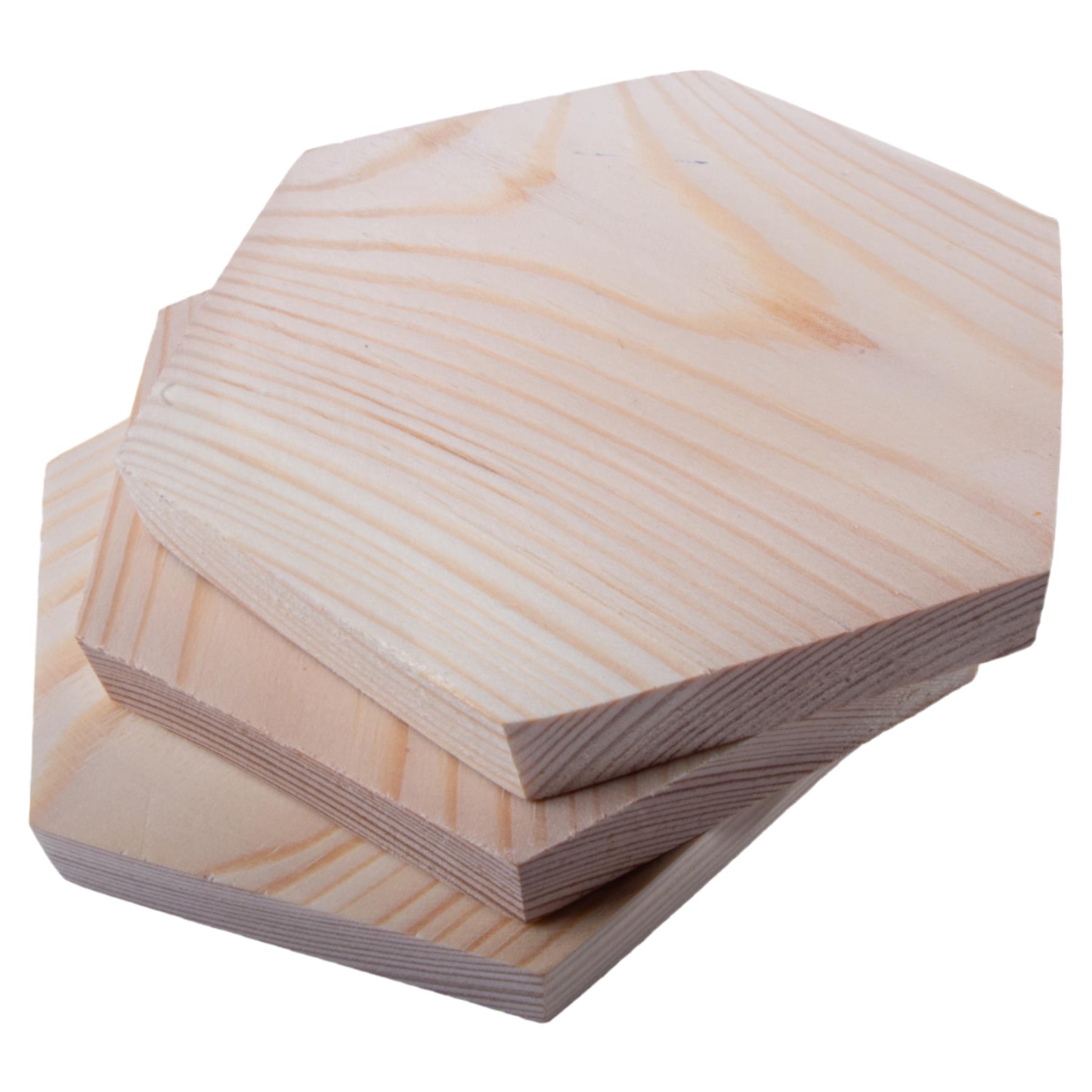 Unfinished Pine Wood Craft Shapes |Wooden Pieces Circle Square Hexagon DIY Discs - Picture 16 of 43