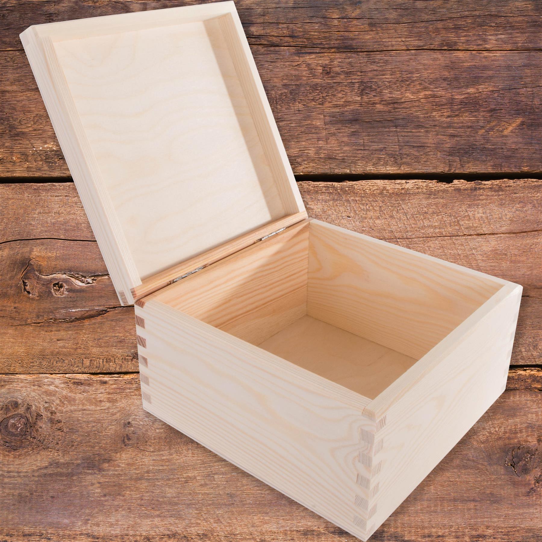 Square Wooden Lid Boxes | Plain Pine for Craft | Keepsake Trinket Memory Storage - Picture 167 of 238