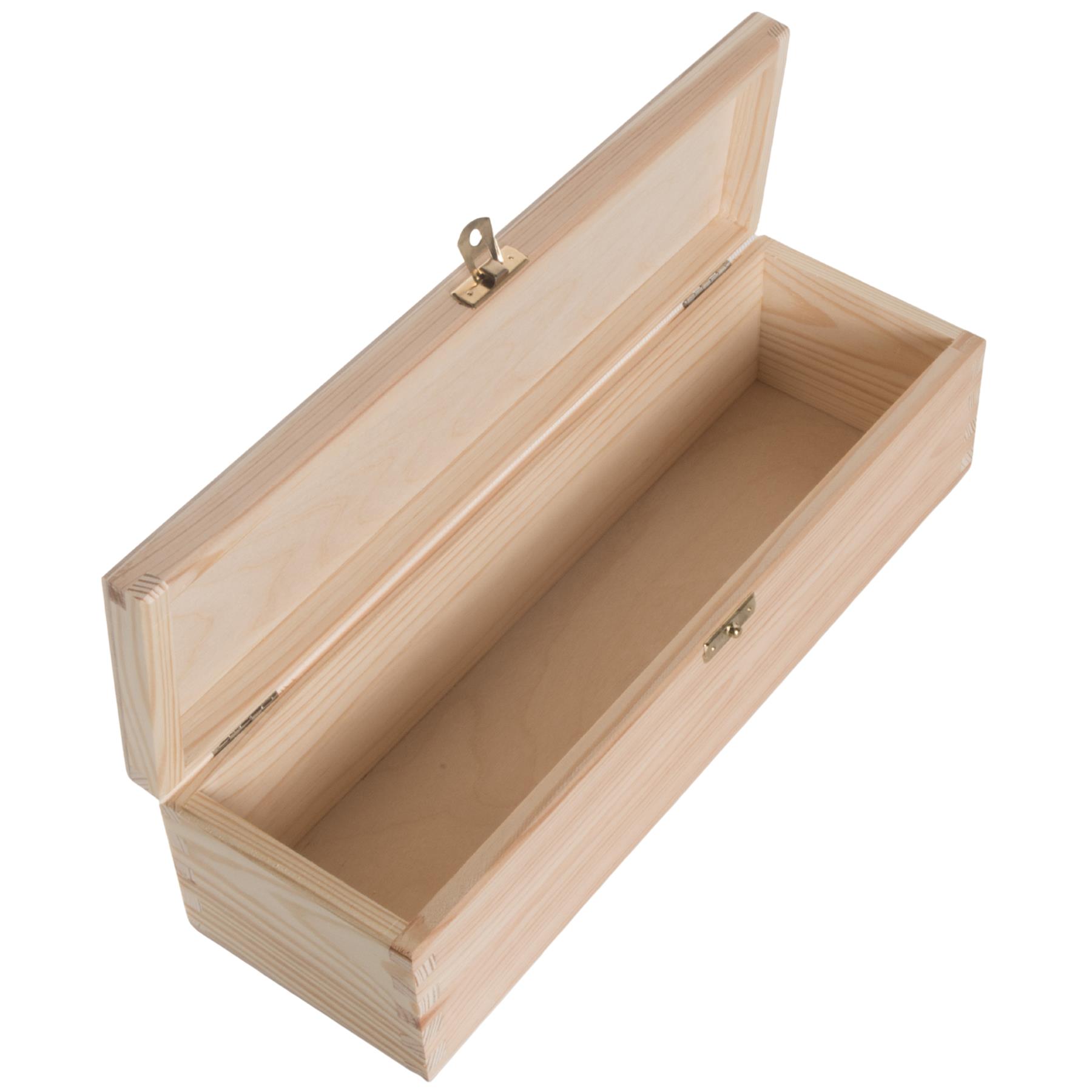 Rectangular Long Oblong Trinket Wooden Box Case / Plain Decorative Pine/ 2 Sizes - Picture 4 of 23