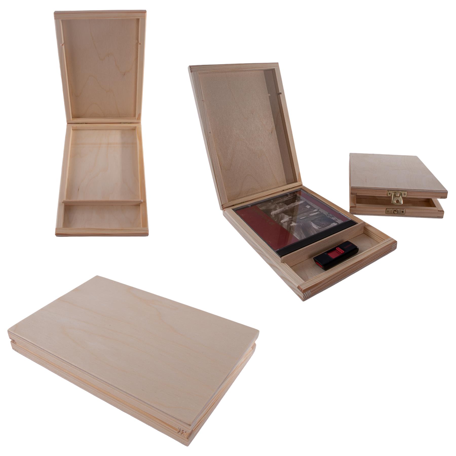 Caja de CD de madera y memoria USB de dos compartimentos | Idea de regalo | Madera artesanal pintable - Imagen 20 de 25