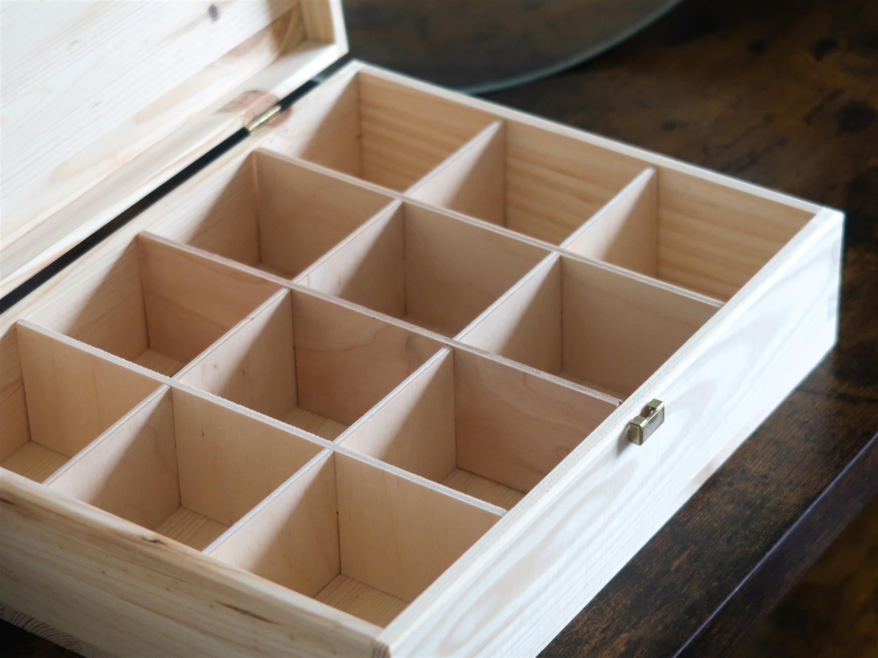 Decorative Natural Real Pinewood Boxes | Removable Dividers | 6/8/12 Sections - Picture 34 of 37