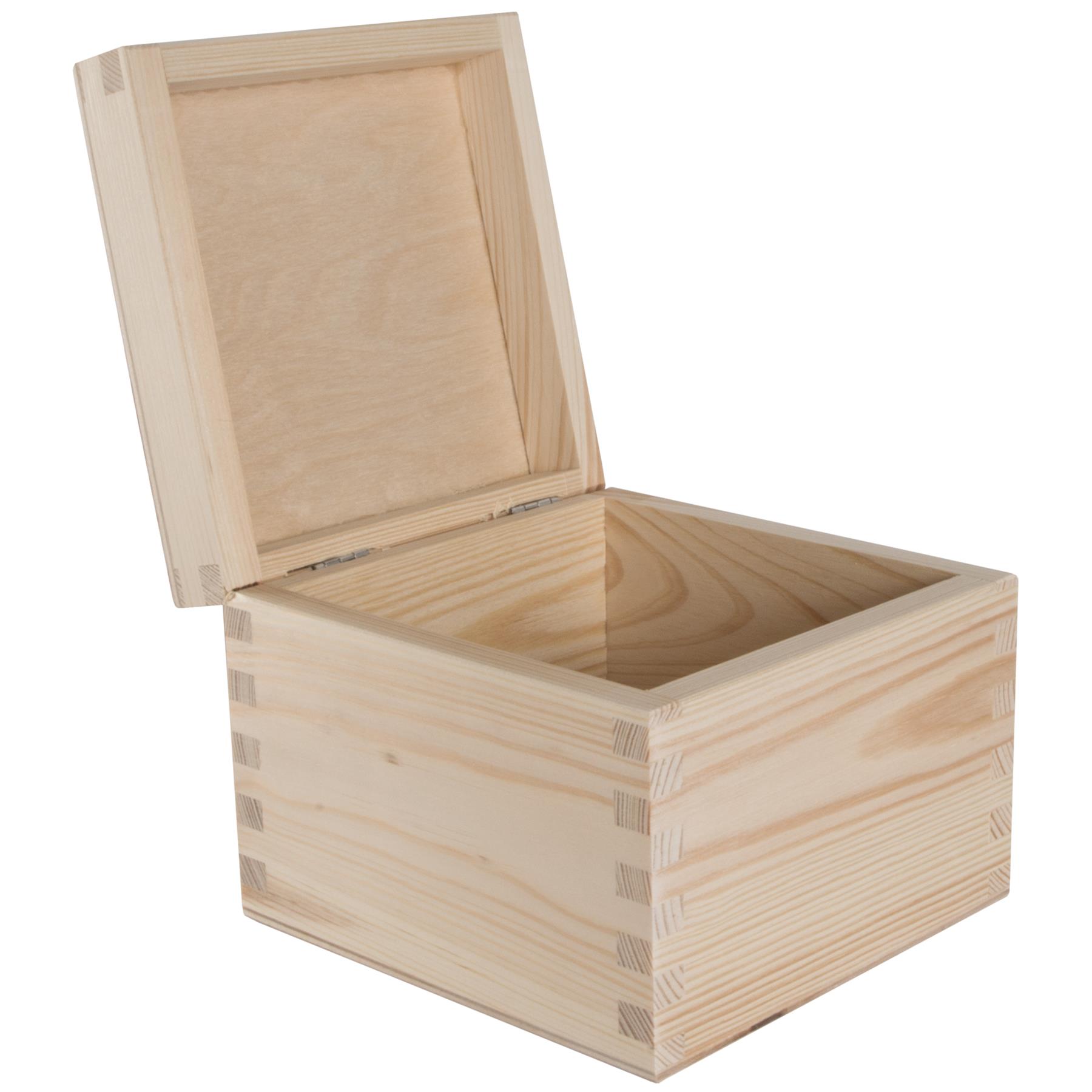 Square Wooden Lid Boxes | Plain Pine for Craft | Keepsake Trinket Memory Storage - Picture 50 of 238