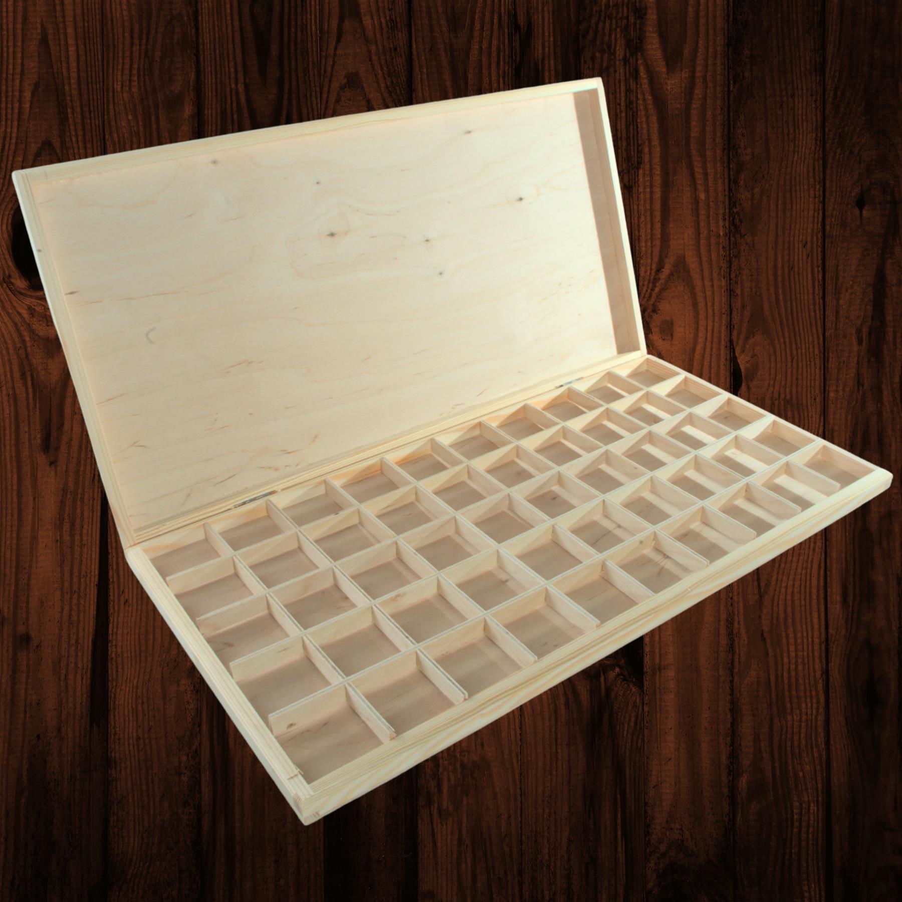 Wooden 40/50/70 Grids Gemstone Bead Jewellery Boxes Removable Dividers Organiser - Picture 37 of 48