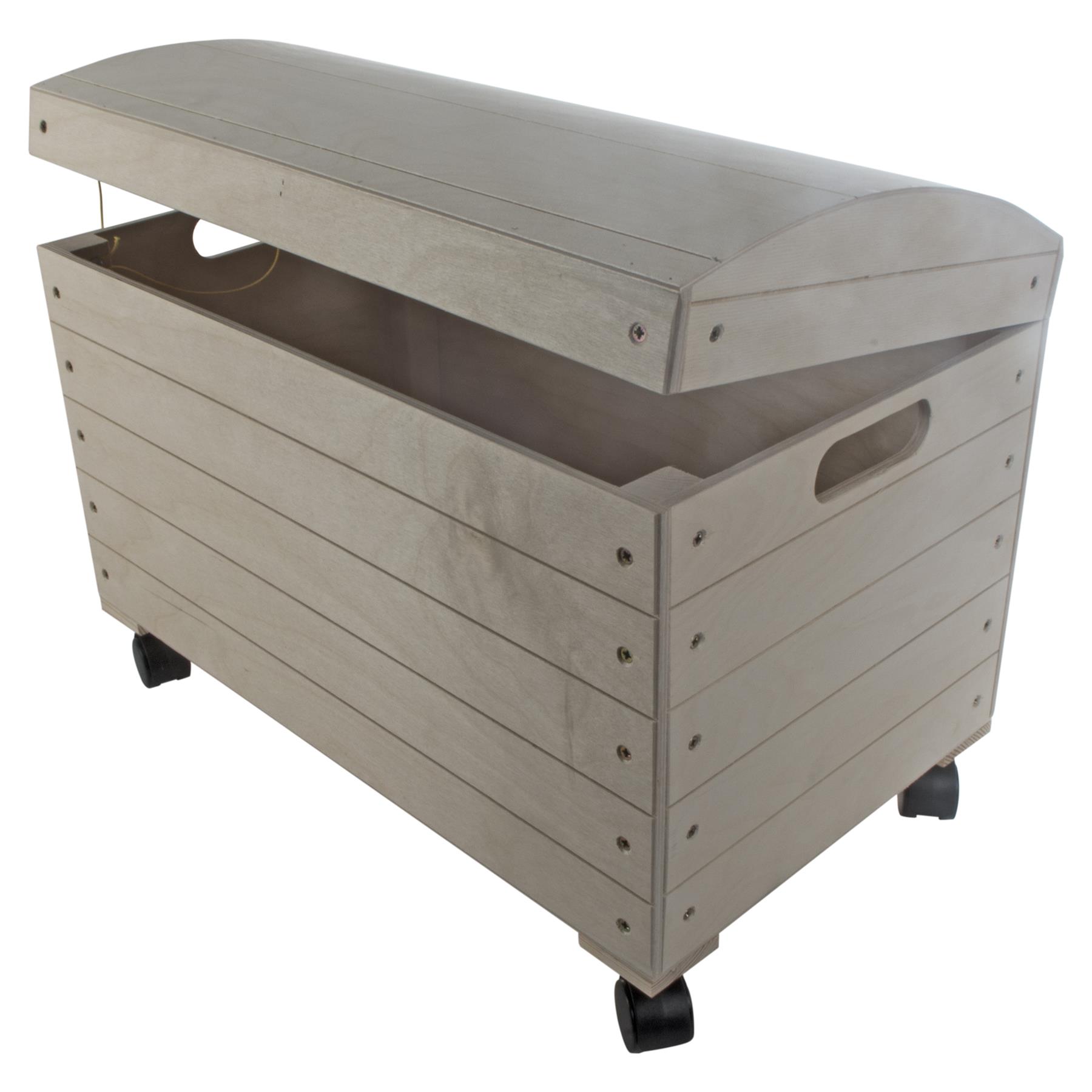 Wooden Trunk Chest Storage Box Lid & Wheels | Paint Yourself | Choice of Sizes - Picture 14 of 21