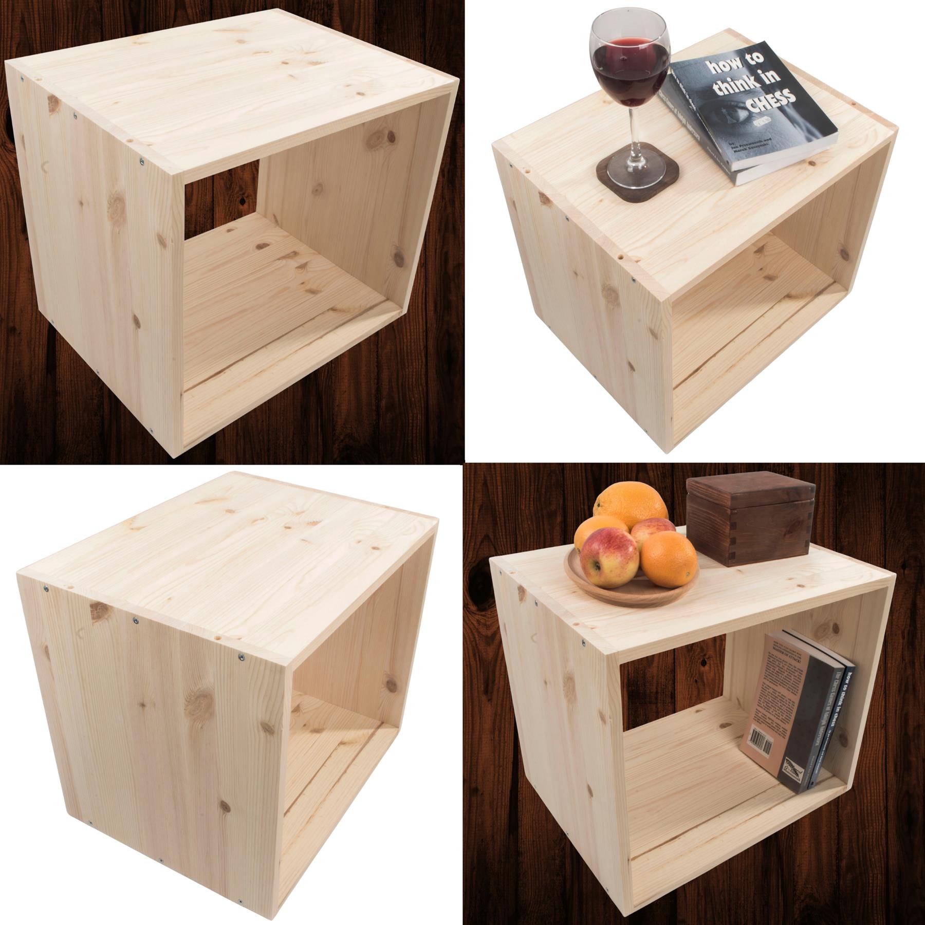 Almacenamiento de exhibición de estantería de madera de 1-4 niveles / pino sin pintar / madera natural - Imagen 49 de 60