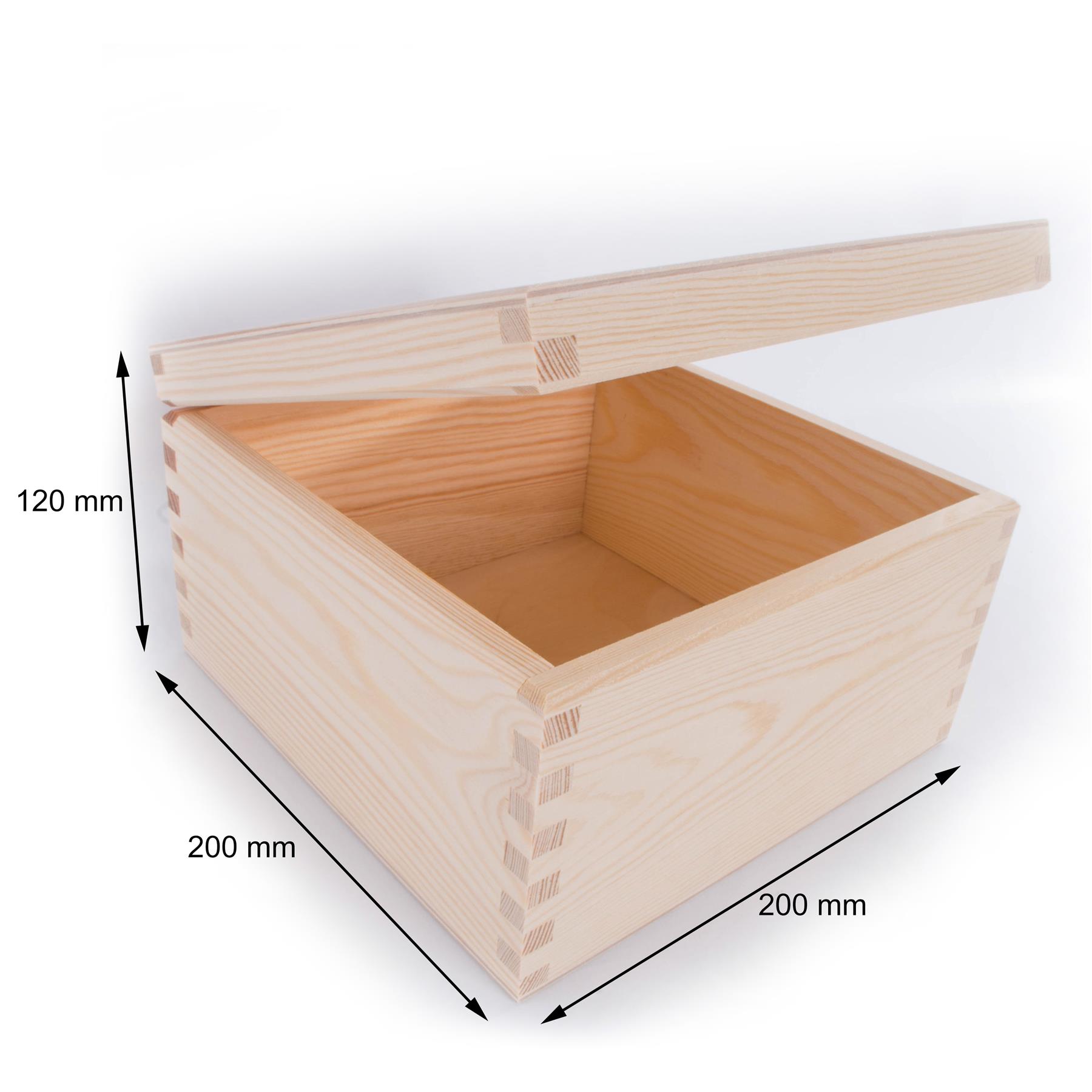 Square Wooden Lid Boxes | Plain Pine for Craft | Keepsake Trinket Memory Storage - Picture 166 of 238