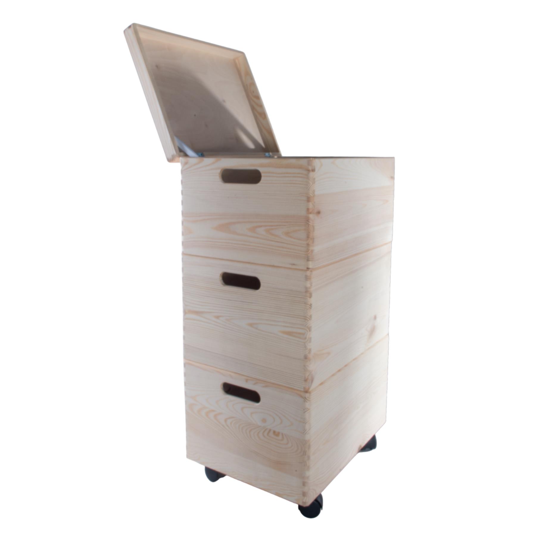 Grandes cajas de madera apilables con asas de tapa ruedas - Imagen 23 de 68