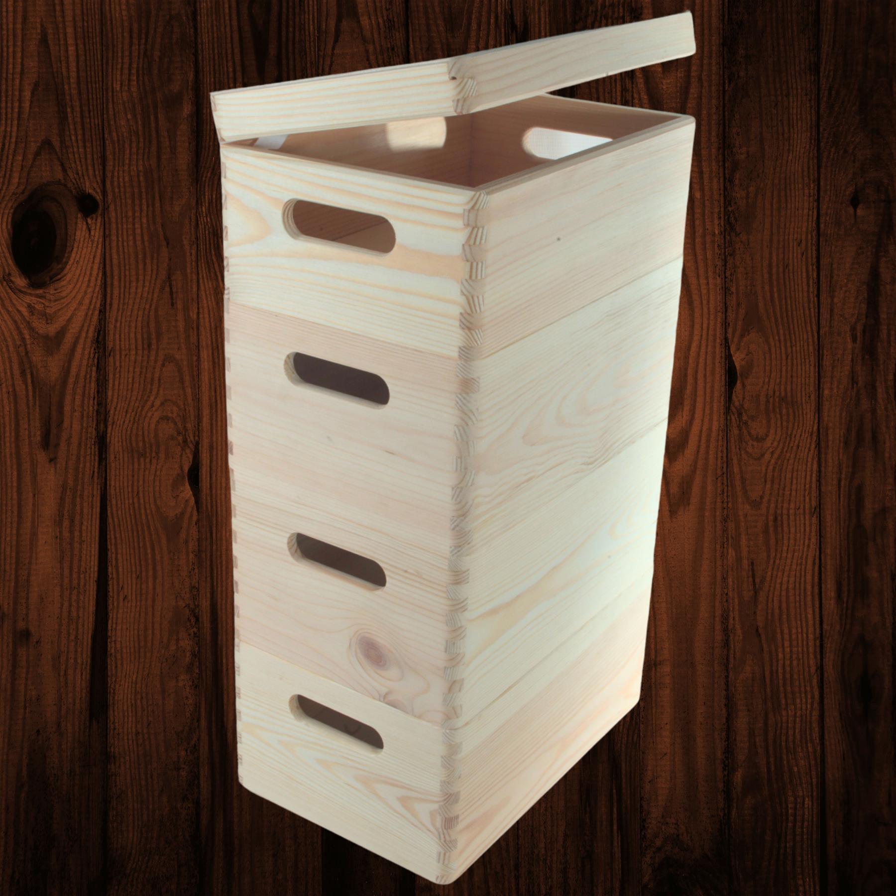 Wooden Stacking Storage Boxes Narrow Small Spaces Bathroom Kitchen Slim Crates - Picture 27 of 61