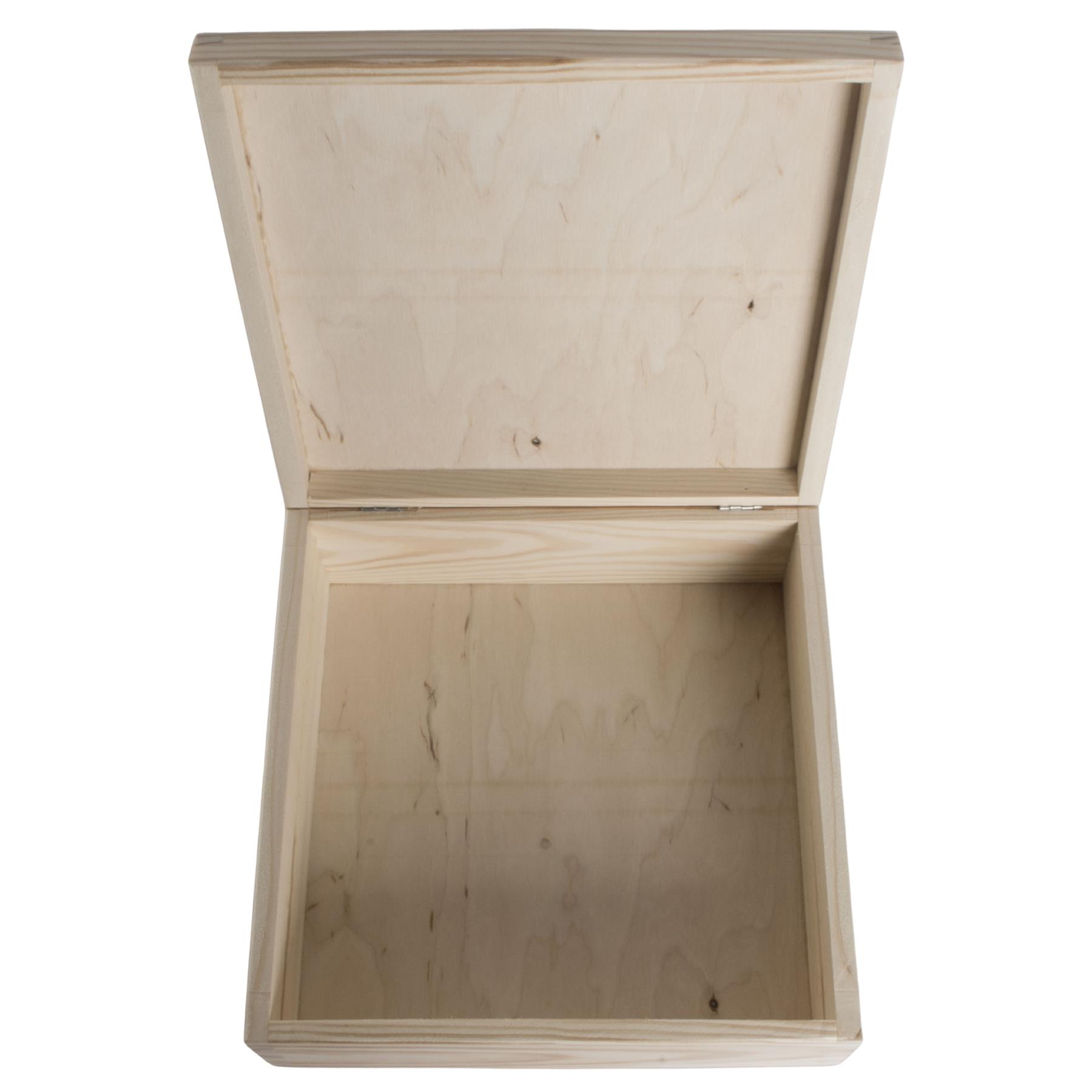 Square Wooden Lid Boxes | Plain Pine for Craft | Keepsake Trinket Memory Storage - Picture 170 of 238
