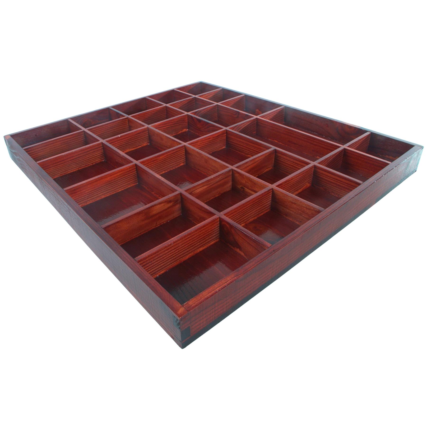 Wooden Display Cabinet Wall Trinket Shelf Tray 28 Compartments Choice of Colours - Picture 35 of 48