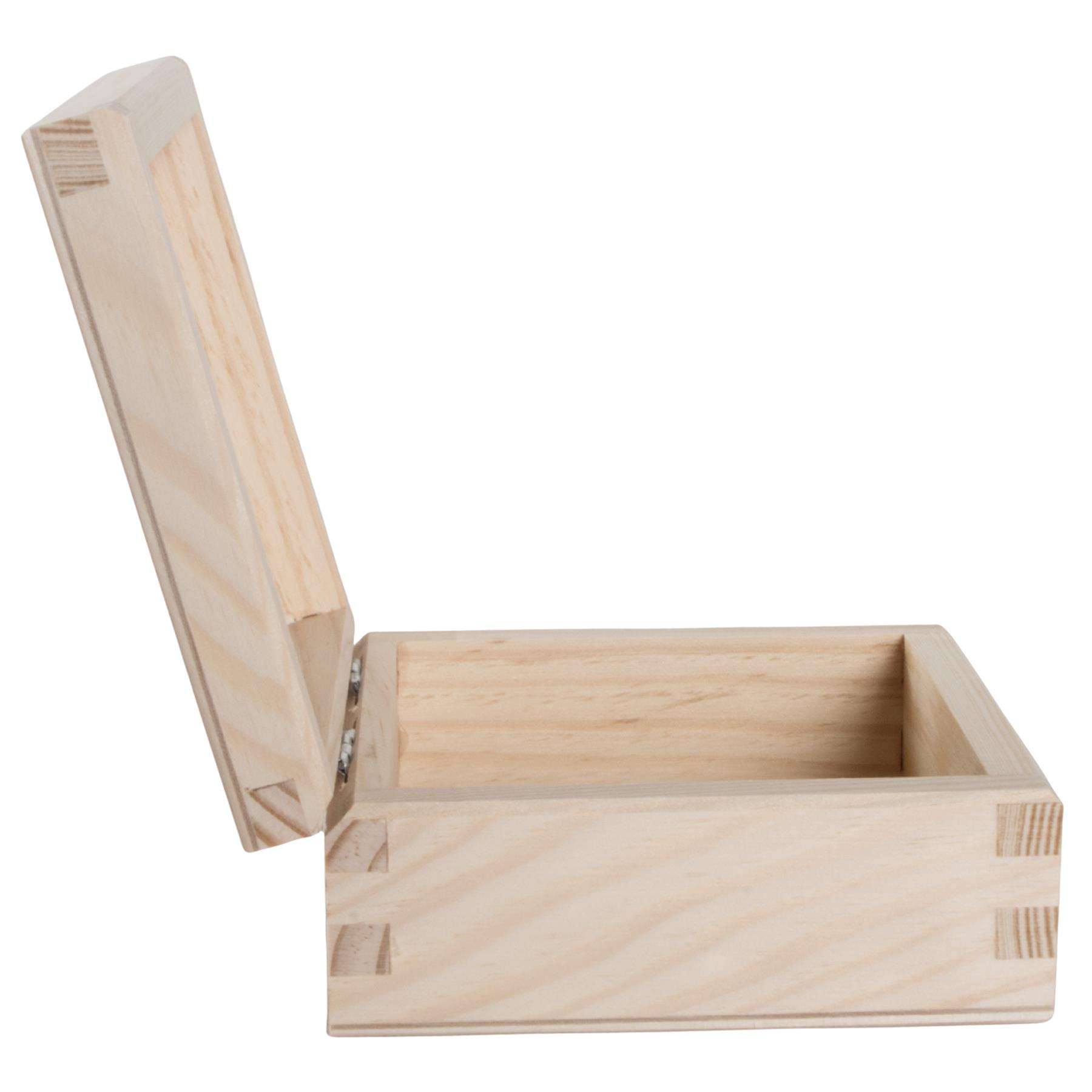 Square Wooden Lid Boxes | Plain Pine for Craft | Keepsake Trinket Memory Storage - Picture 17 of 238