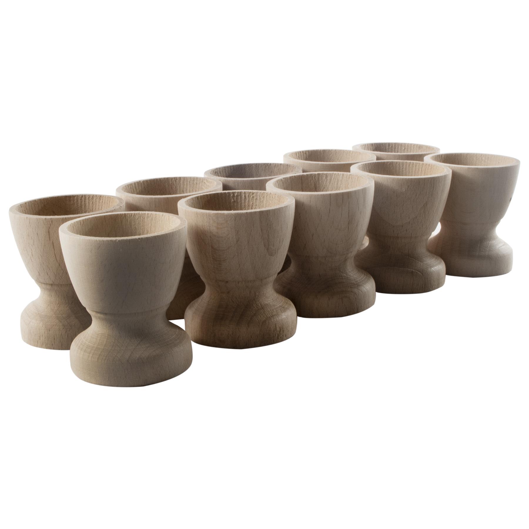 Clásico Tazas de Huevos de Madera Haya Natural Artesanía Desayuno Soporte de Boda - Imagen 20 de 25