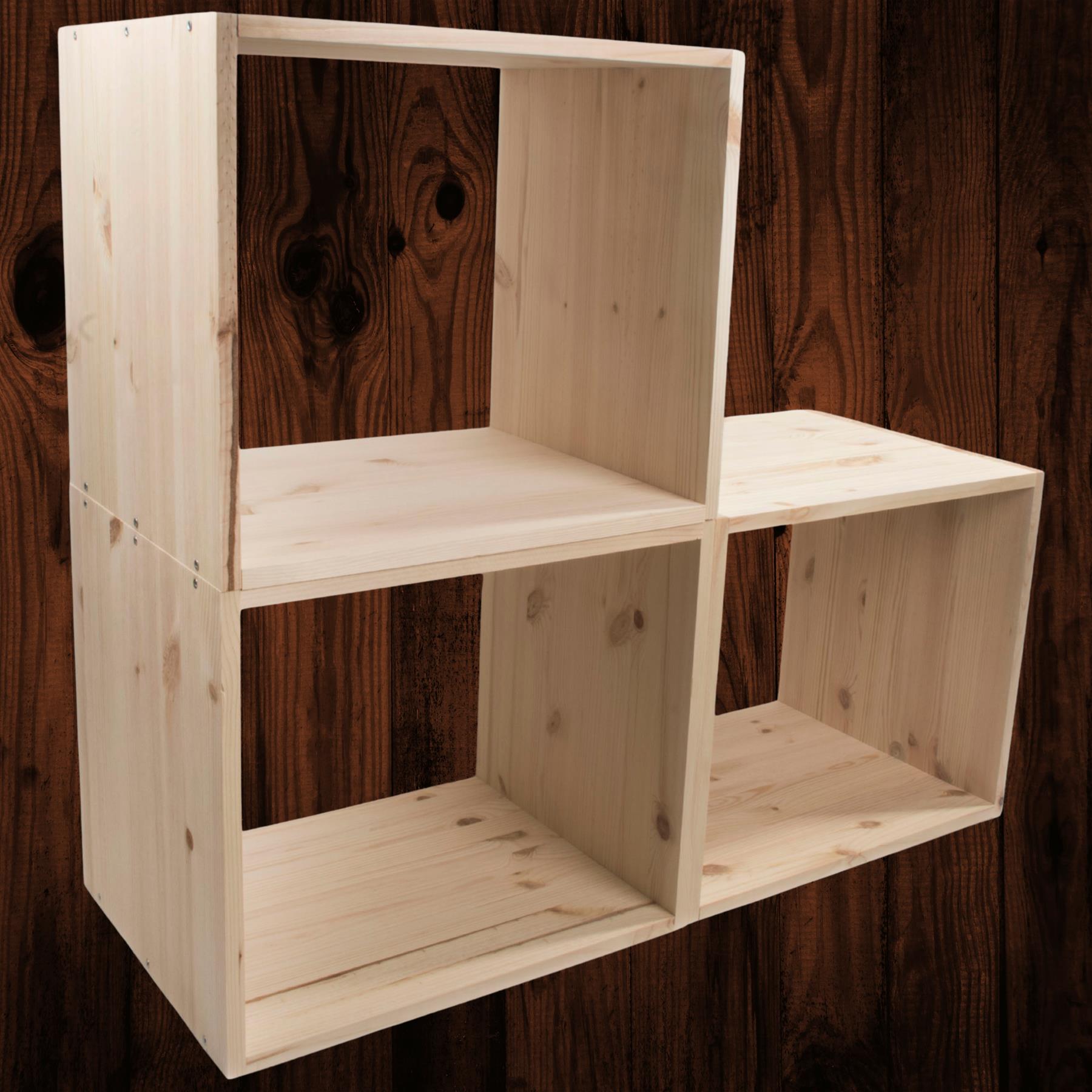 Almacenamiento de exhibición de estantería de madera de 1-4 niveles / pino sin pintar / madera natural - Imagen 42 de 60