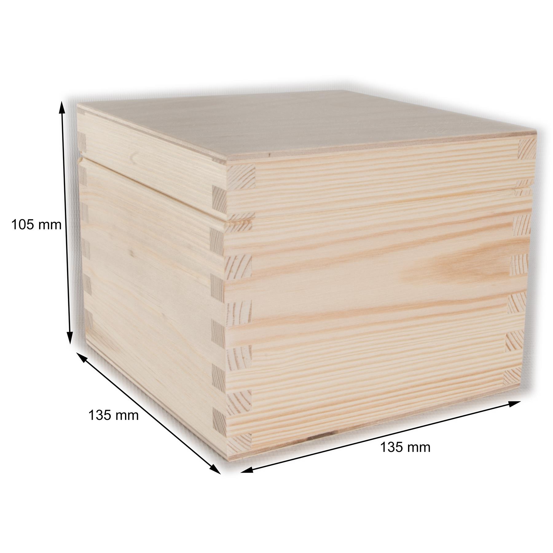 Square Wooden Lid Boxes | Plain Pine for Craft | Keepsake Trinket Memory Storage - Picture 59 of 238