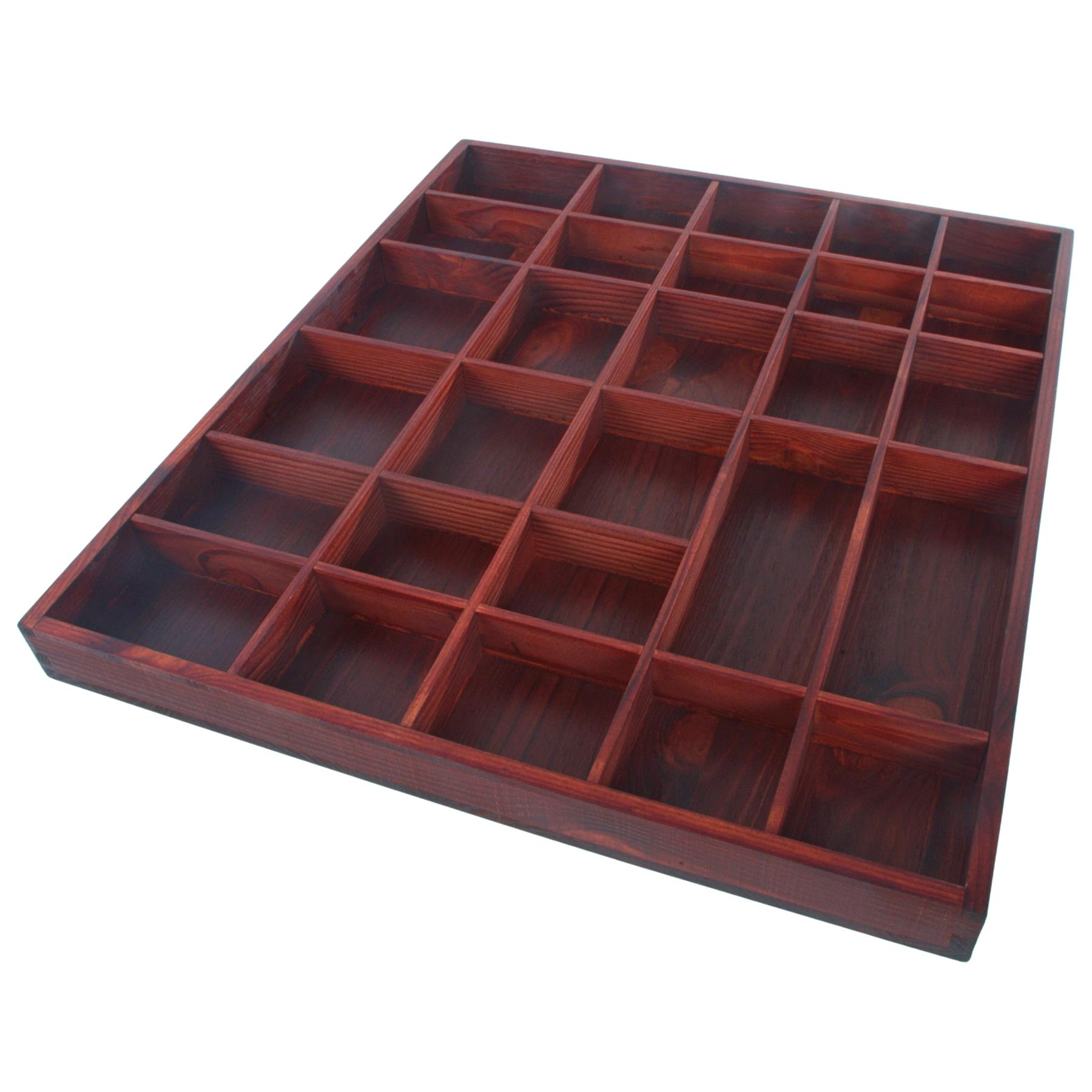 Wooden Display Cabinet Wall Trinket Shelf Tray 28 Compartments Choice of Colours - Picture 33 of 48