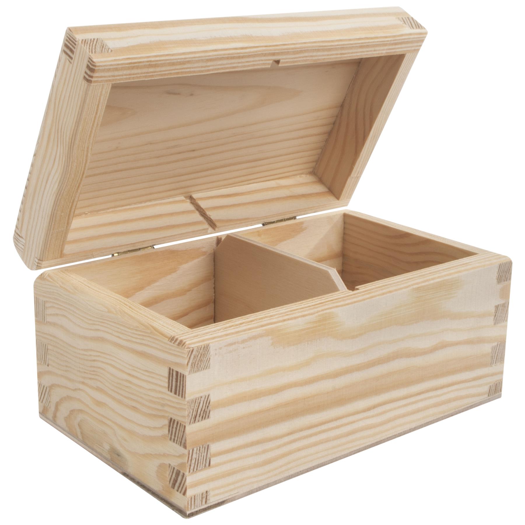 Plain Pine Wood Compartment Boxes with Nicely Rounded Lid | Decoupage Decorate - Picture 12 of 28