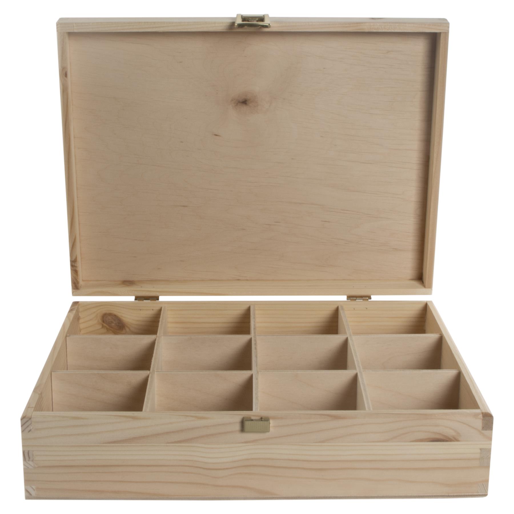 Decorative Natural Real Pinewood Boxes | Removable Dividers | 6/8/12 Sections - Picture 27 of 37