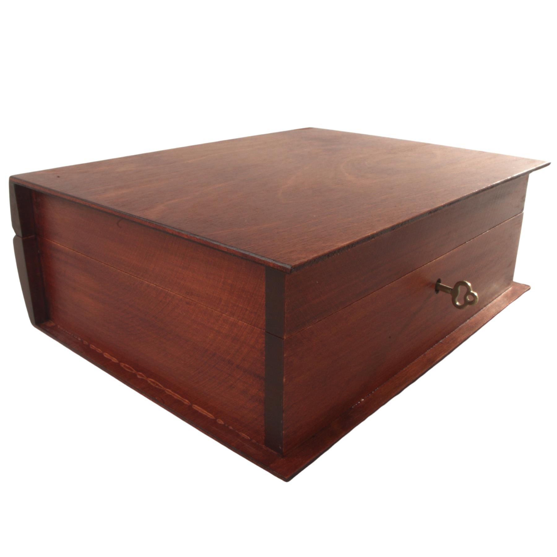 Hand-stained Deep Wooden Book Box Key Lockable Keepsake Jewellery Trinket Holder - Picture 29 of 33
