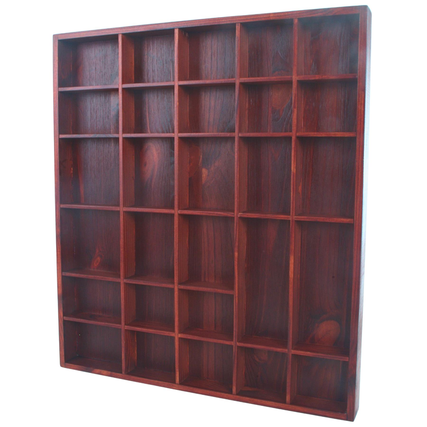 Wooden Display Cabinet Wall Trinket Shelf Tray 28 Compartments Choice of Colours - Picture 31 of 48