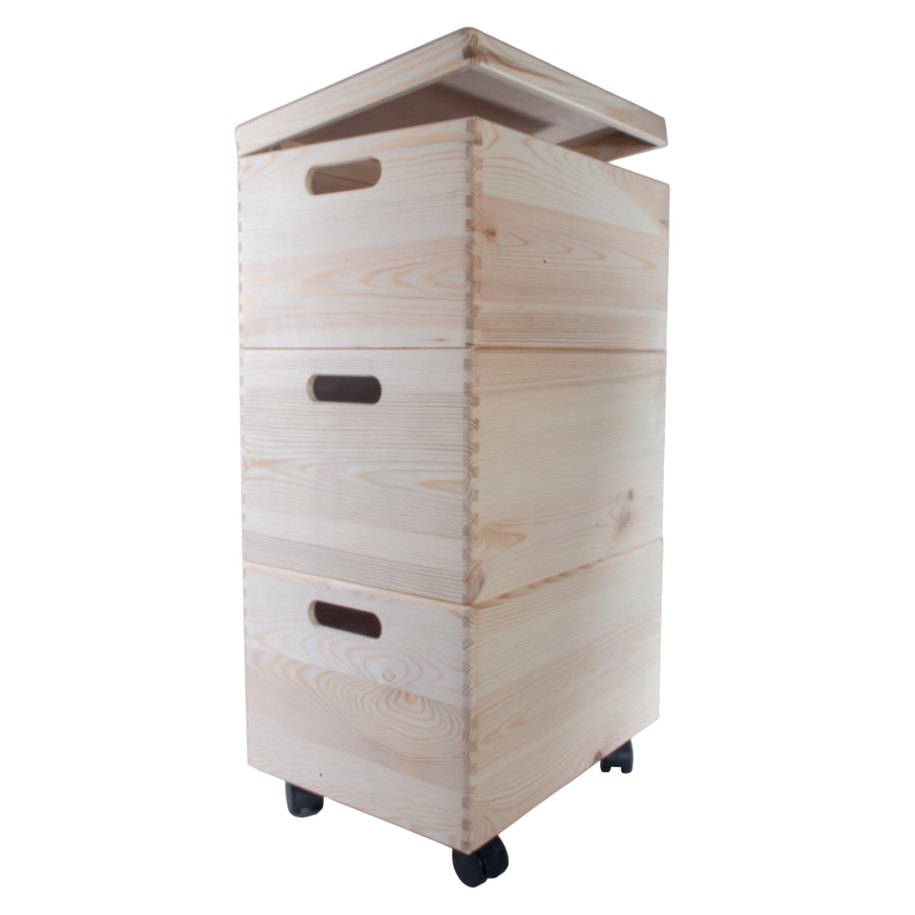 Grandes cajas de madera apilables con asas de tapa ruedas - Imagen 24 de 68
