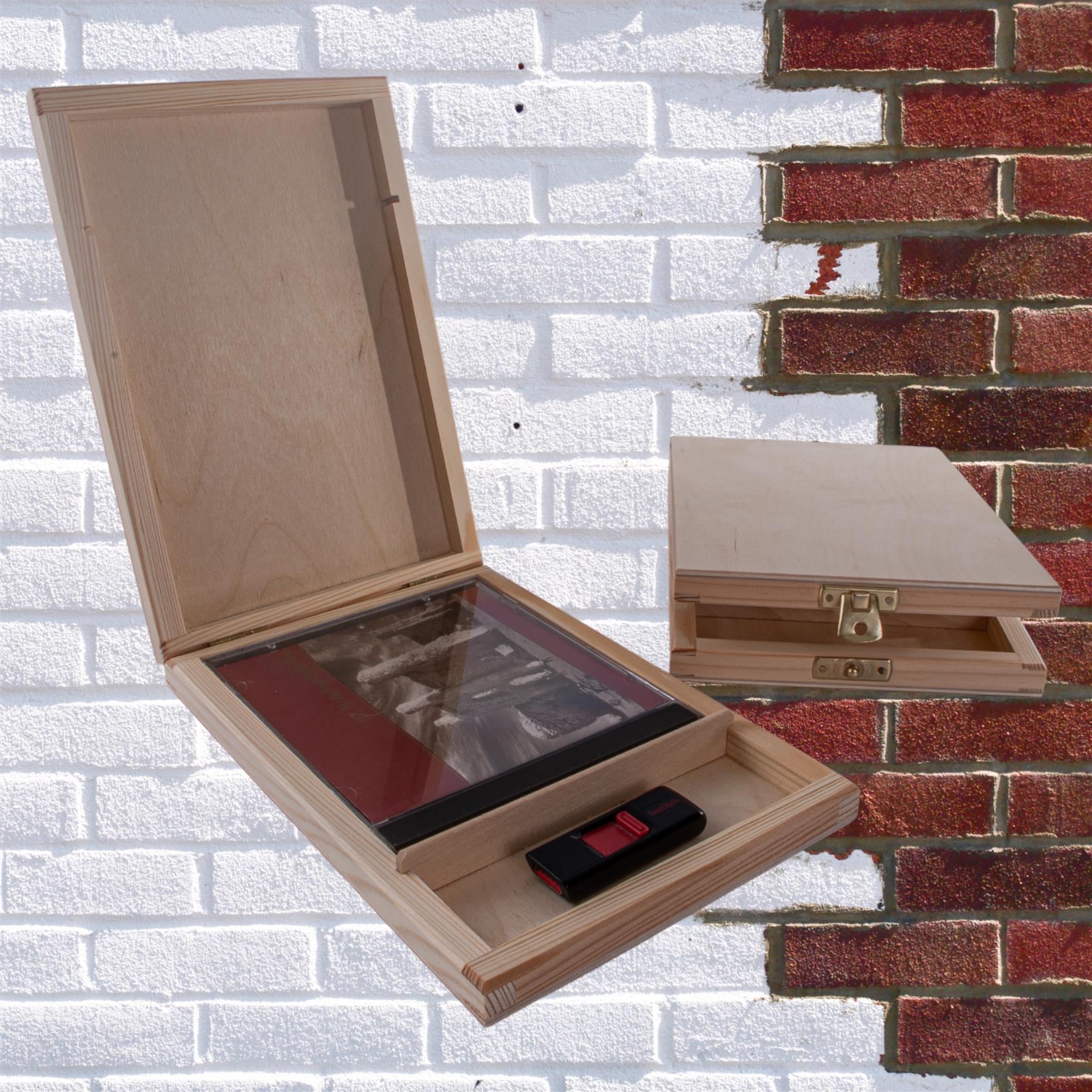 Caja de CD de madera y memoria USB de dos compartimentos | Idea de regalo | Madera artesanal pintable - Imagen 25 de 25