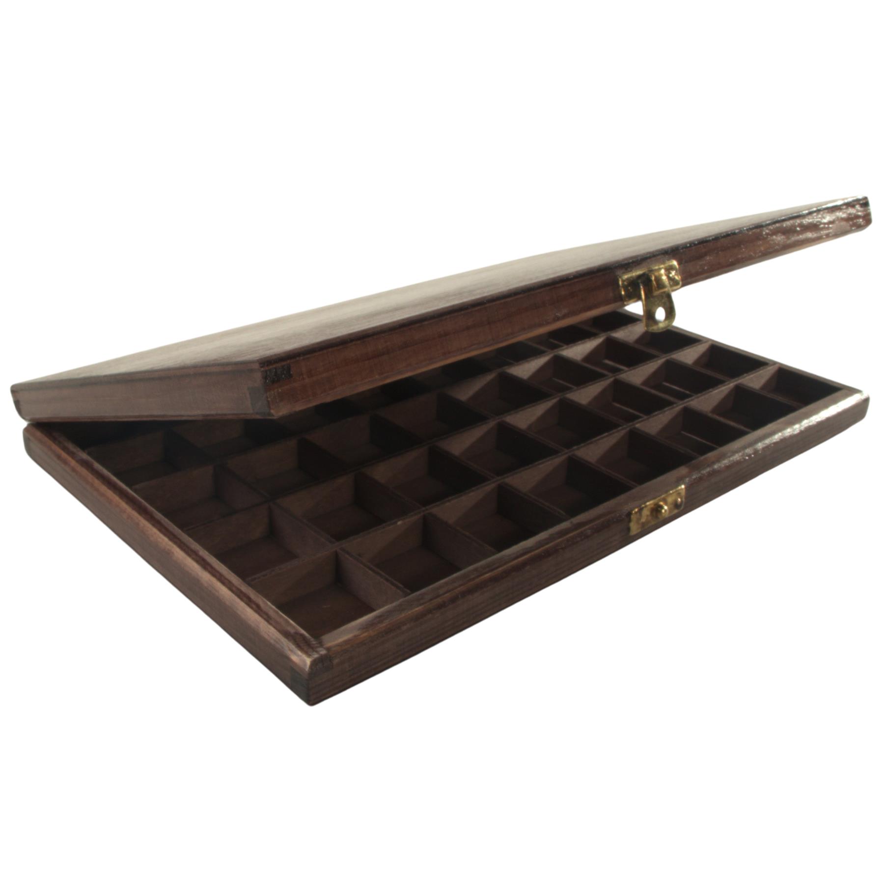 Hand-stained Wooden 40 Compartments Shallow Boxes for Gems Beads Jewellery - Picture 34 of 60