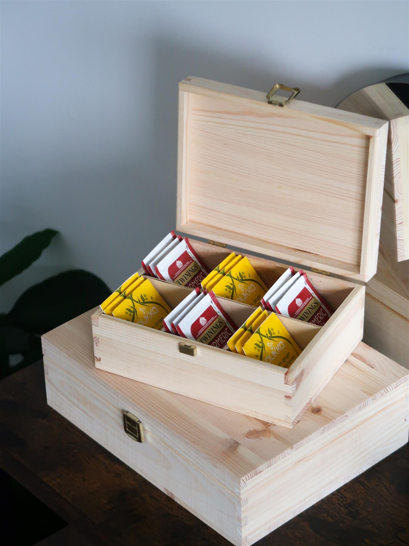 Decorative Natural Real Pinewood Boxes | Removable Dividers | 6/8/12 Sections - Picture 5 of 37