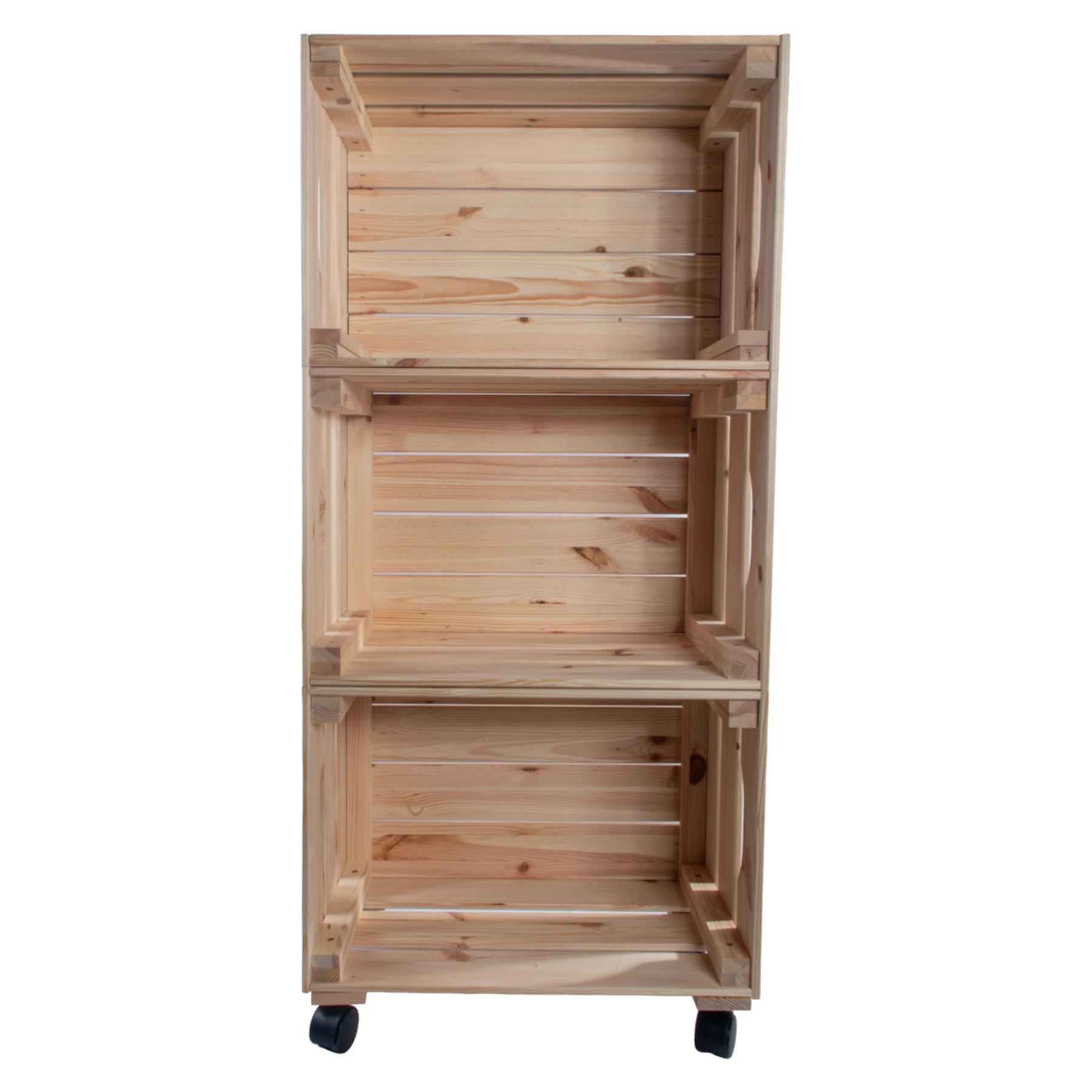 Large Wooden Crate With Wheels |1-4 Tier| Plain Pine Saving Space Storage Box - Picture 39 of 60