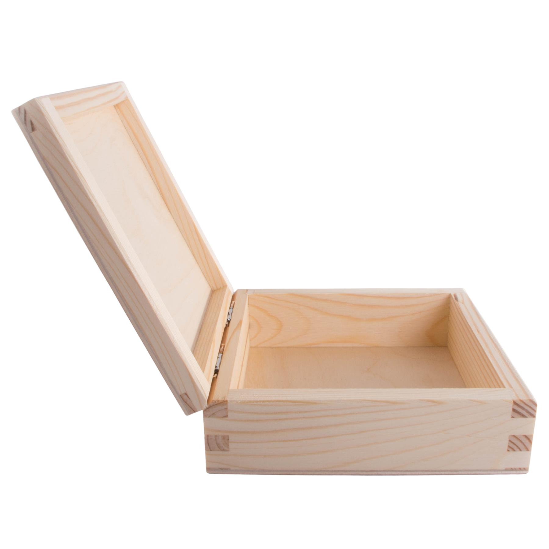 Square Wooden Lid Boxes | Plain Pine for Craft | Keepsake Trinket Memory Storage - Picture 76 of 238