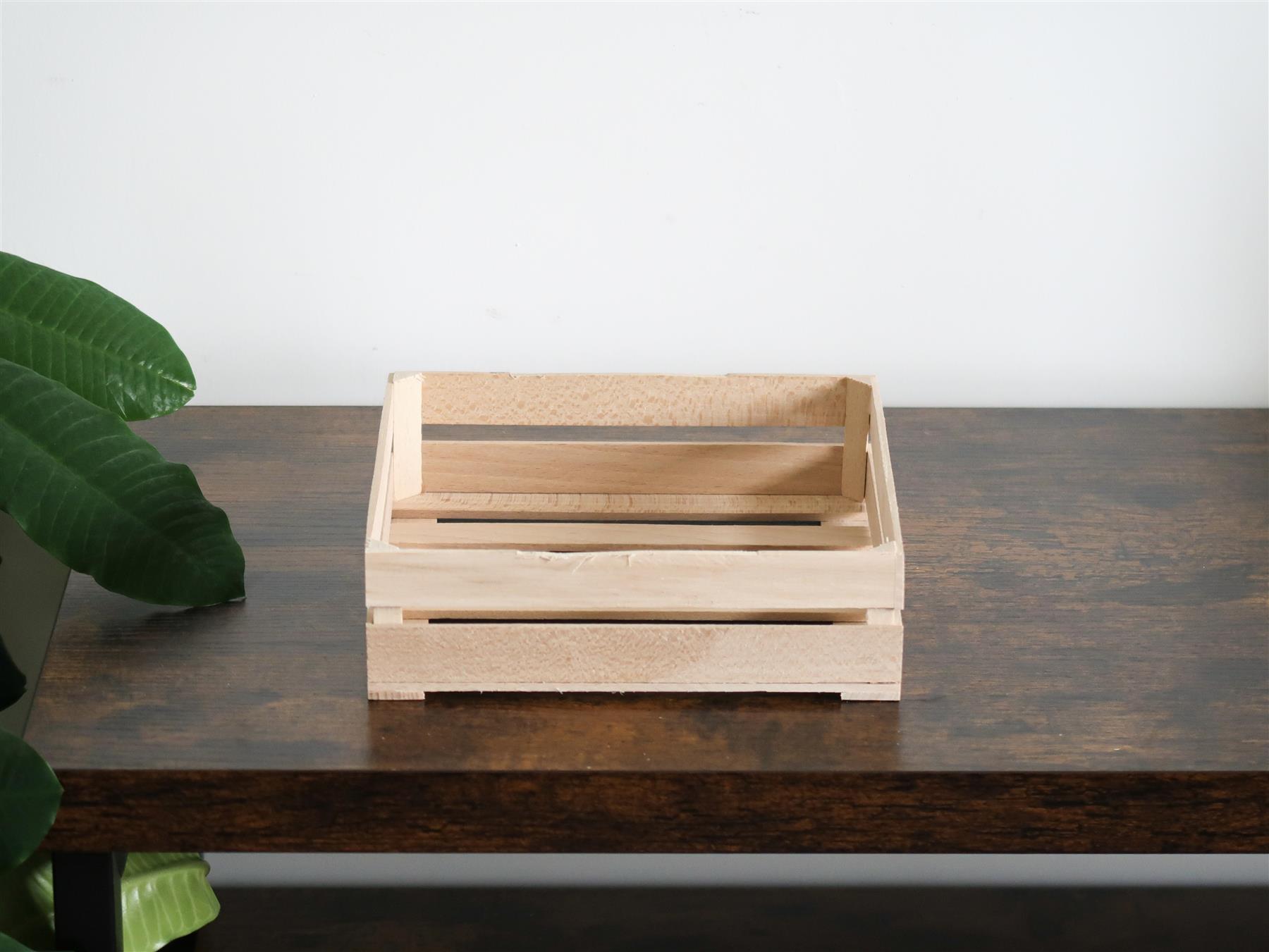 Small Square Wooden Crates Decorative Display Box Organisation Basket Plan Wood - Picture 25 of 31