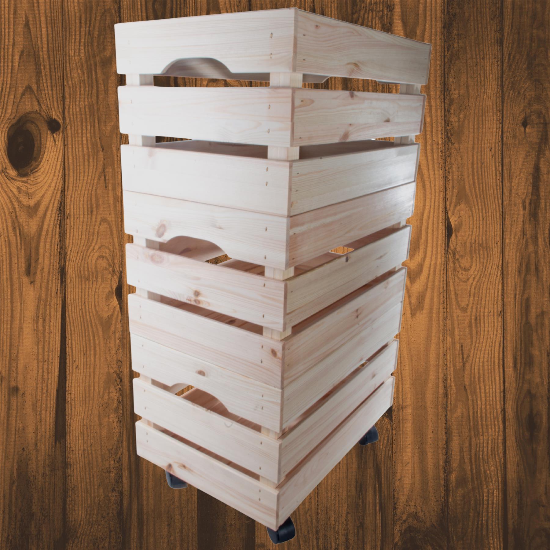 Large Wooden Crate With Wheels |1-4 Tier| Plain Pine Saving Space Storage Box - Picture 37 of 60