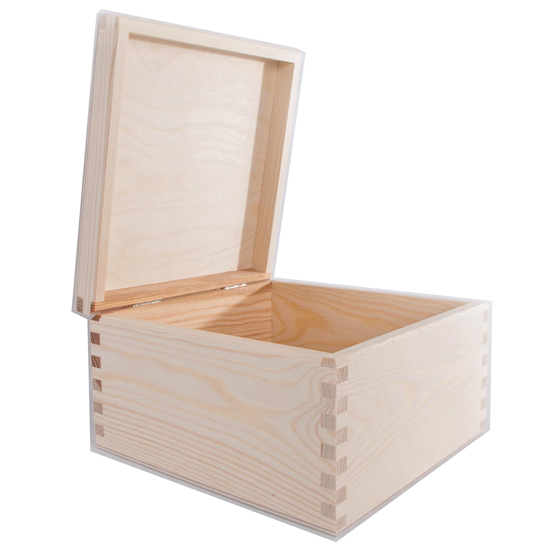 Square Wooden Lid Boxes | Plain Pine for Craft | Keepsake Trinket Memory Storage - Picture 162 of 238