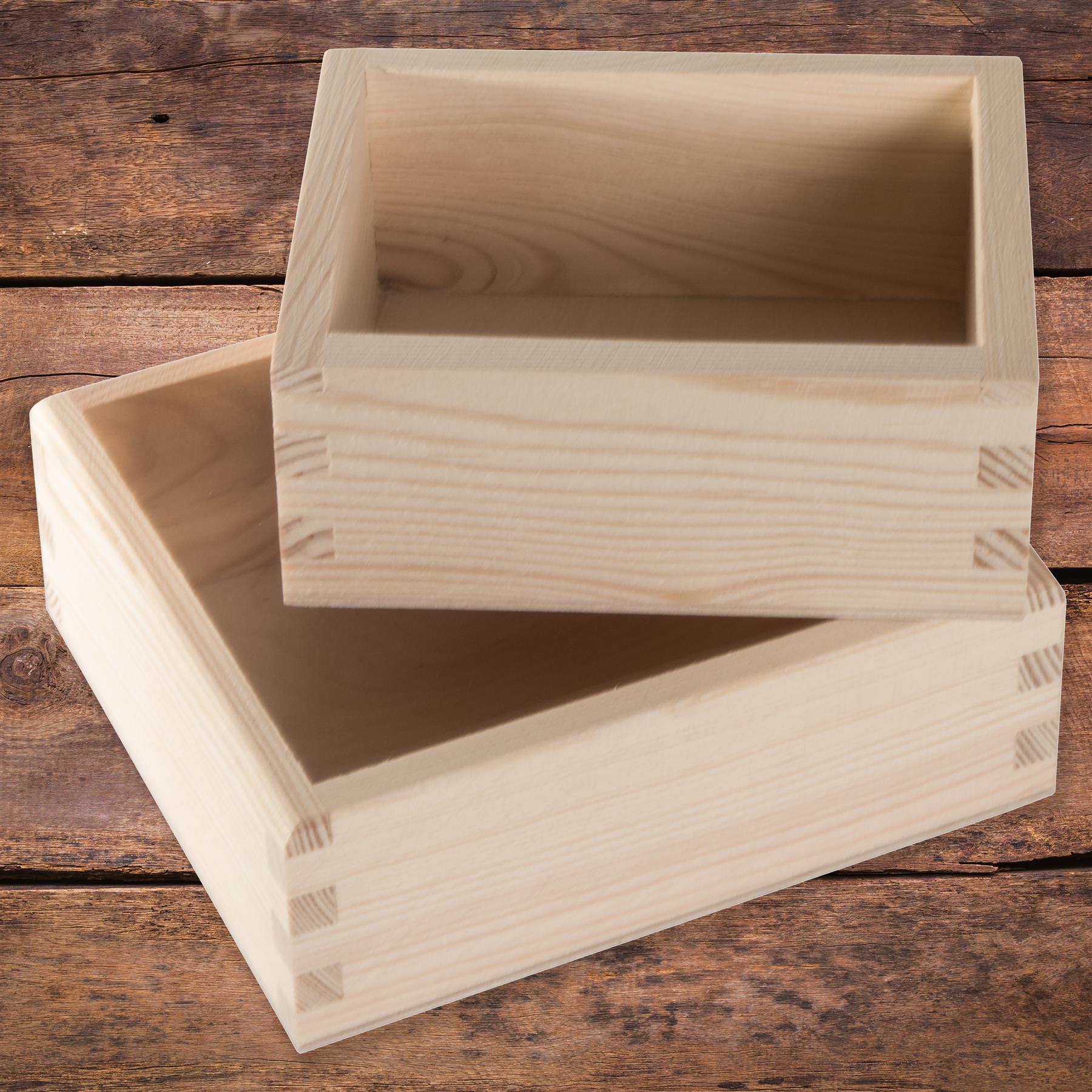 Small Plain Wood Display Pine Box Open Container Desk Tidy Organiser