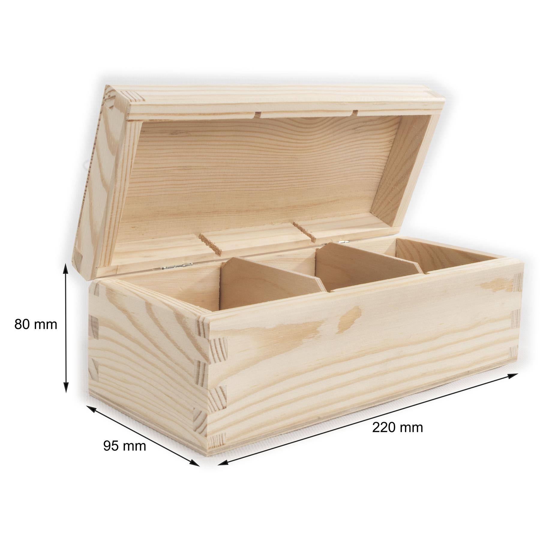 Plain Pine Wood Compartment Boxes with Nicely Rounded Lid | Decoupage Decorate - Picture 20 of 28