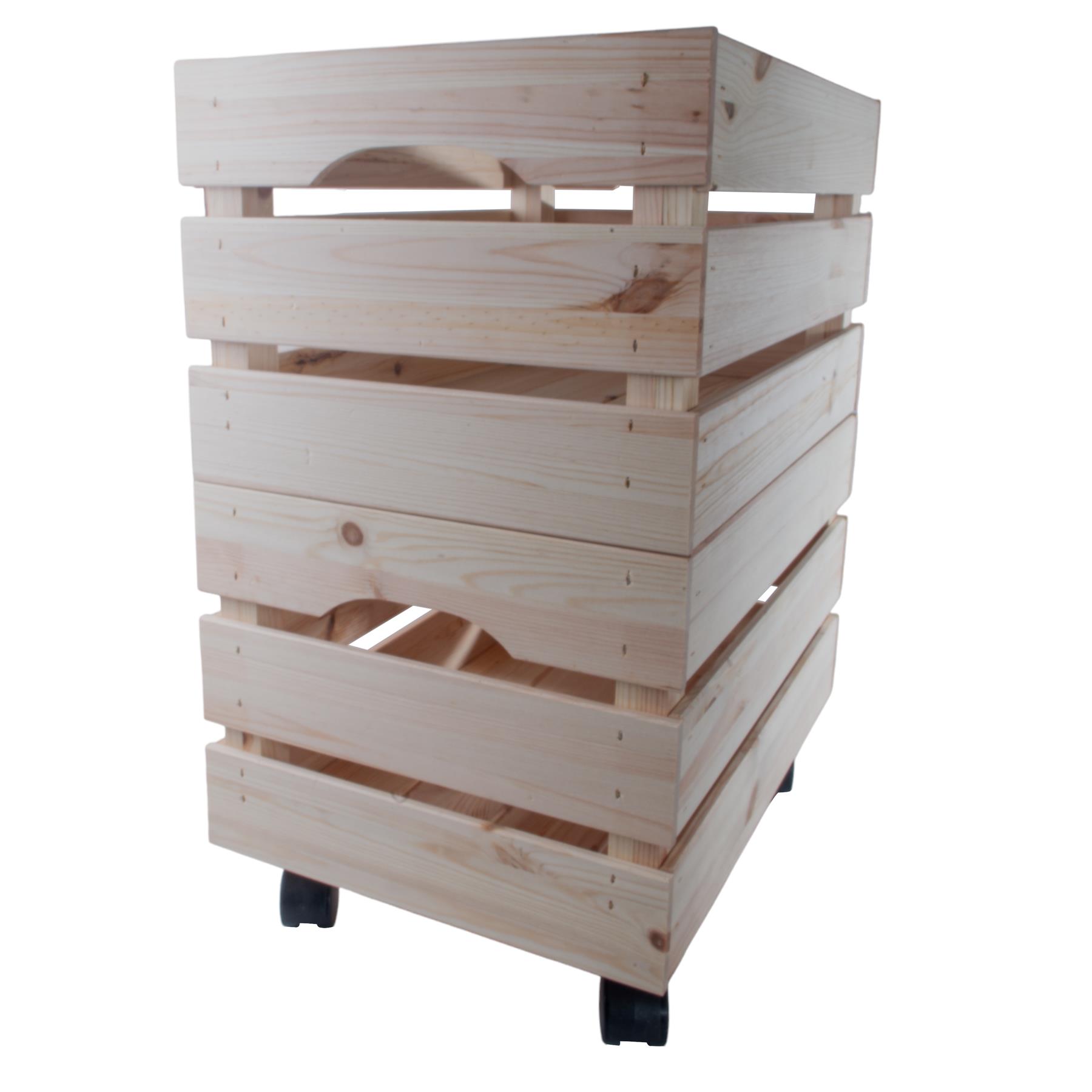 Large Wooden Crate With Wheels |1-4 Tier| Plain Pine Saving Space Storage Box - Picture 31 of 60