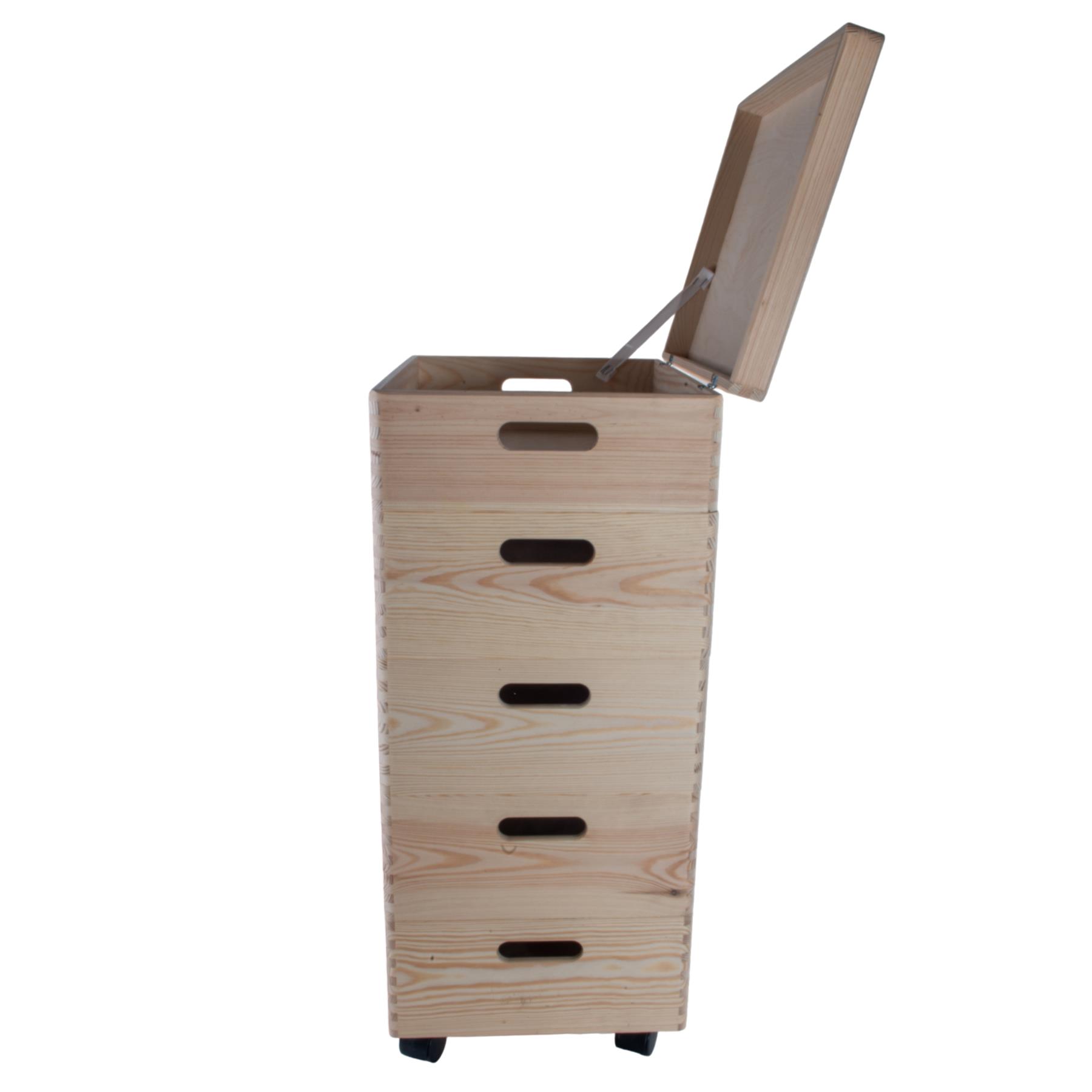 2-6 Stufen Kiefer stapelbar Holz Aufbewahrungsboxen Deckel Räder | Einfach Unlackiert Zum Selbermachen - Bild 32 von 41