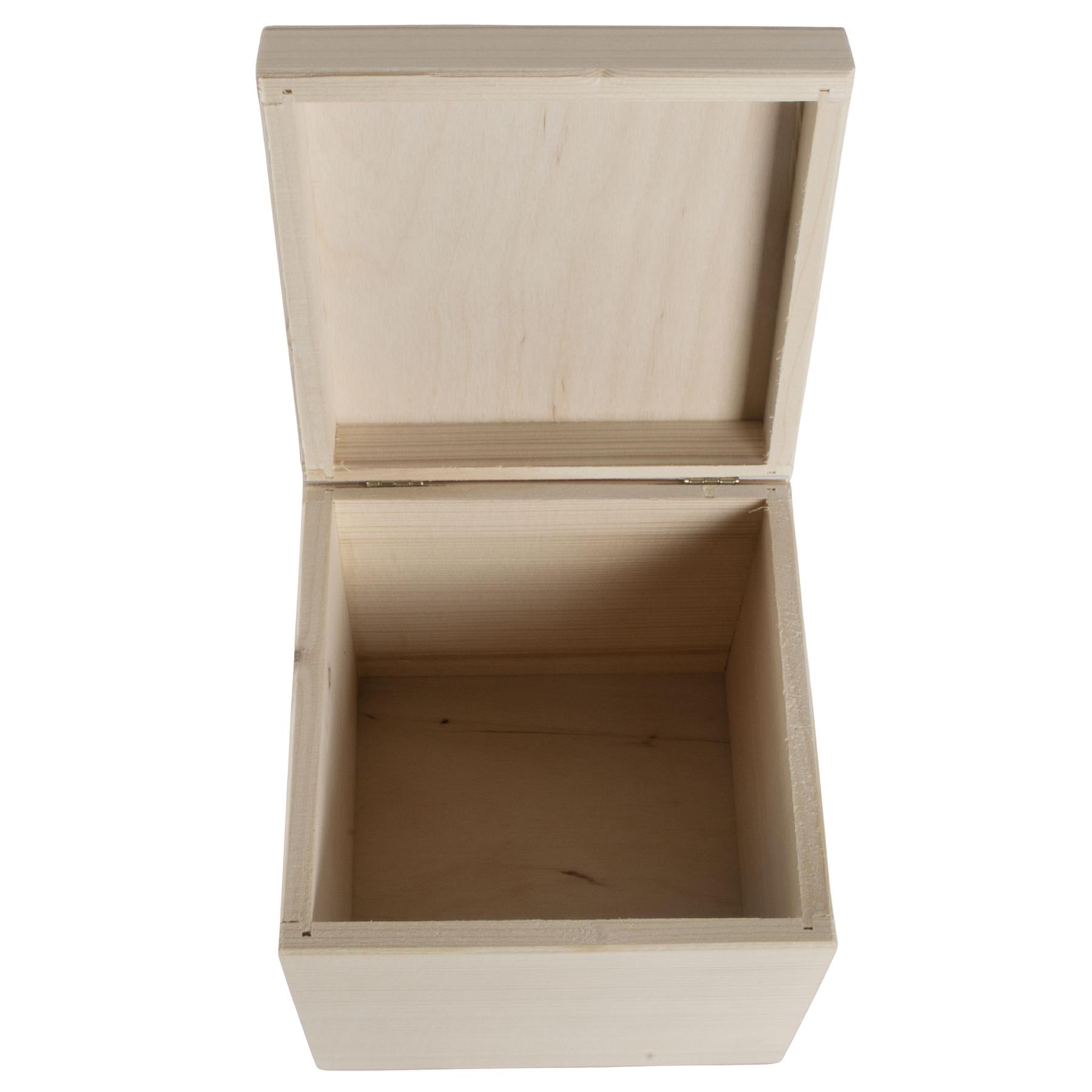 Square Wooden Lid Boxes | Plain Pine for Craft | Keepsake Trinket Memory Storage - Picture 134 of 238