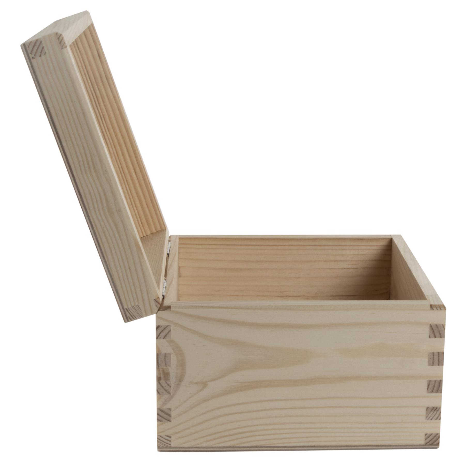 Square Wooden Lid Boxes | Plain Pine for Craft | Keepsake Trinket Memory Storage - Picture 115 of 238