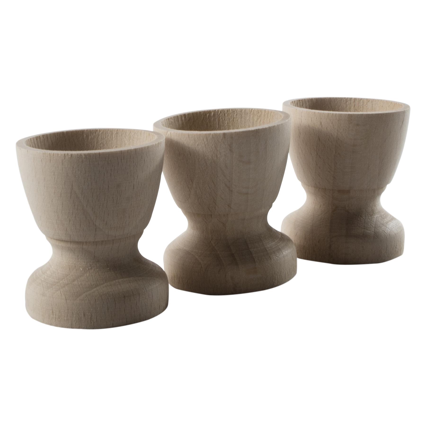 Clásico Tazas de Huevos de Madera Haya Natural Artesanía Desayuno Soporte de Boda - Imagen 9 de 25