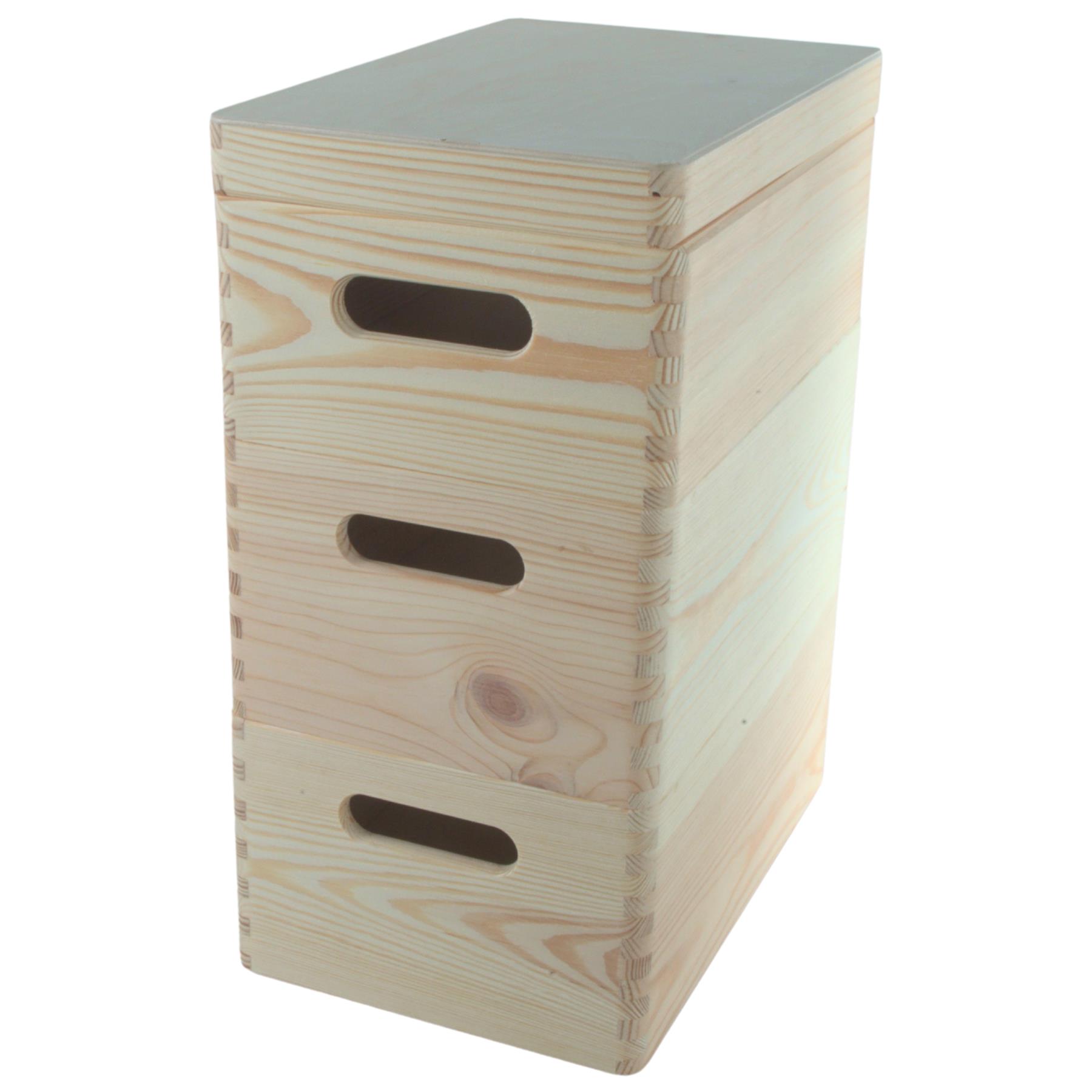 Wooden Stacking Storage Boxes Narrow Small Spaces Bathroom Kitchen Slim Crates - Picture 18 of 61
